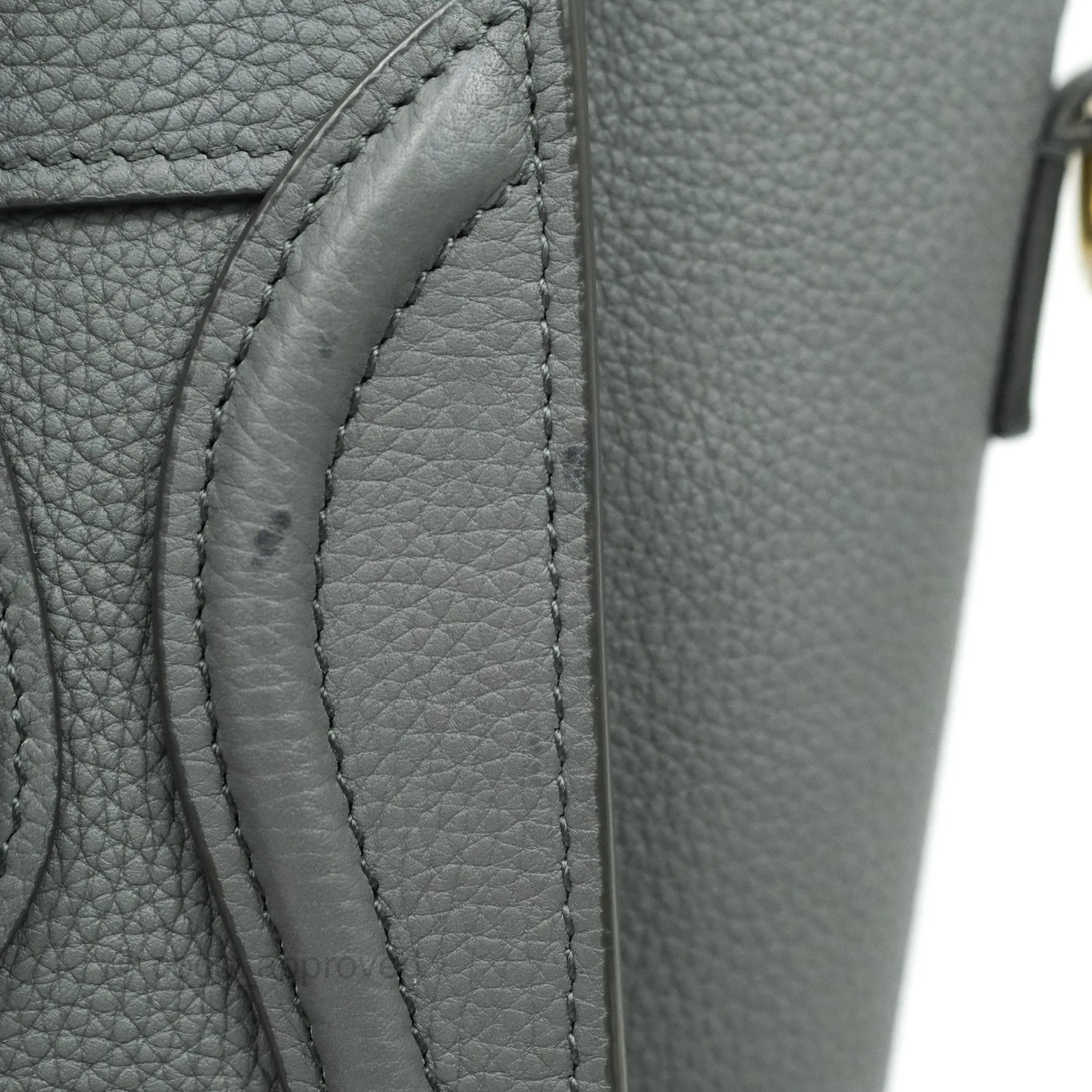 Celine Nano Luggage Grey Grained Calfskin Gold Hardware