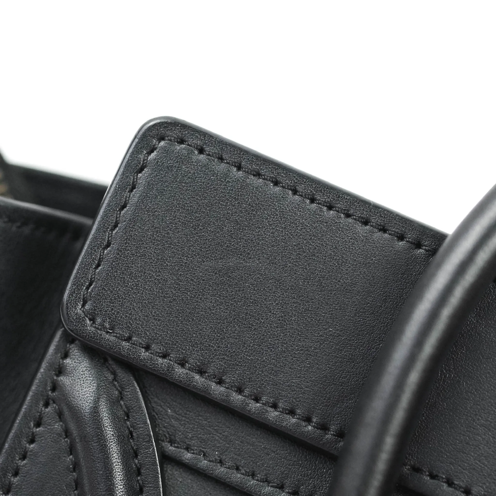 Celine Nano Luggage in Black Calfskin Antique Gold Hardware