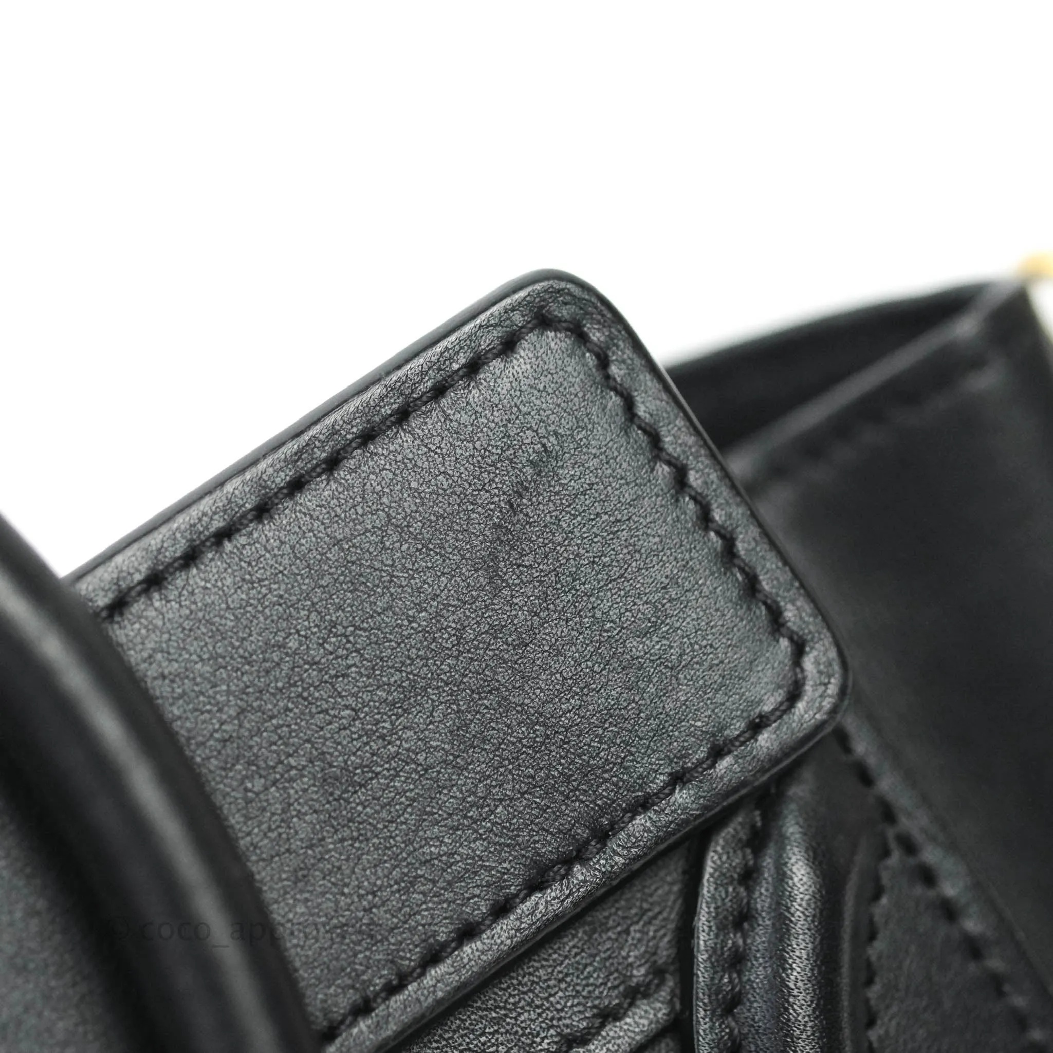 Celine Nano Luggage in Black Calfskin Antique Gold Hardware