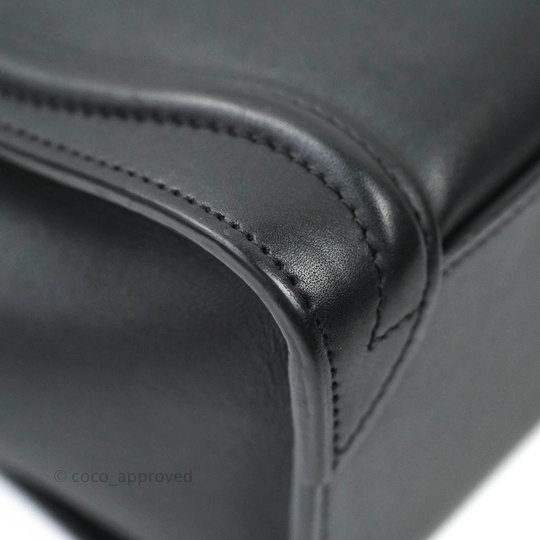 Celine Nano Luggage in Black Calfskin Antique Gold Hardware