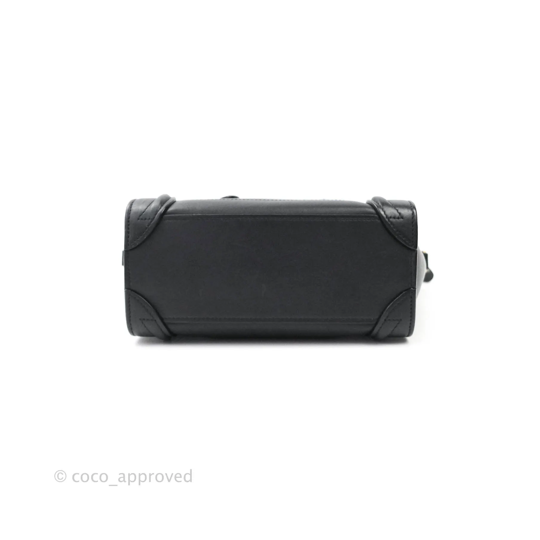 Celine Nano Luggage in Black Calfskin Antique Gold Hardware