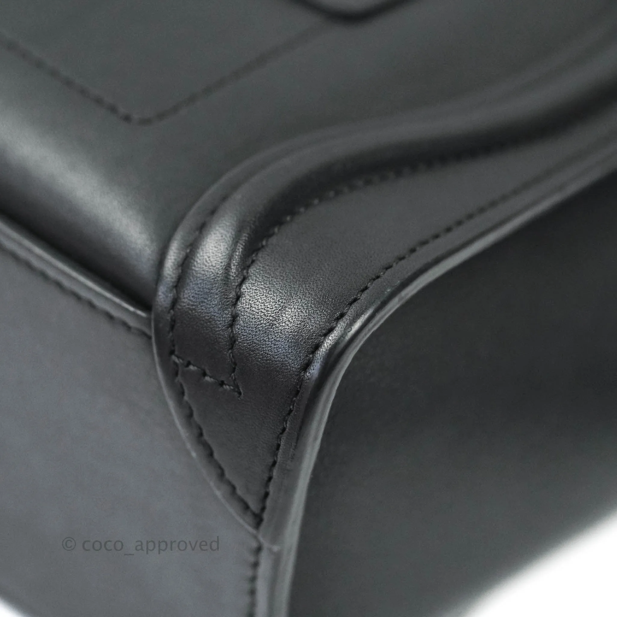 Celine Nano Luggage in Black Calfskin Antique Gold Hardware