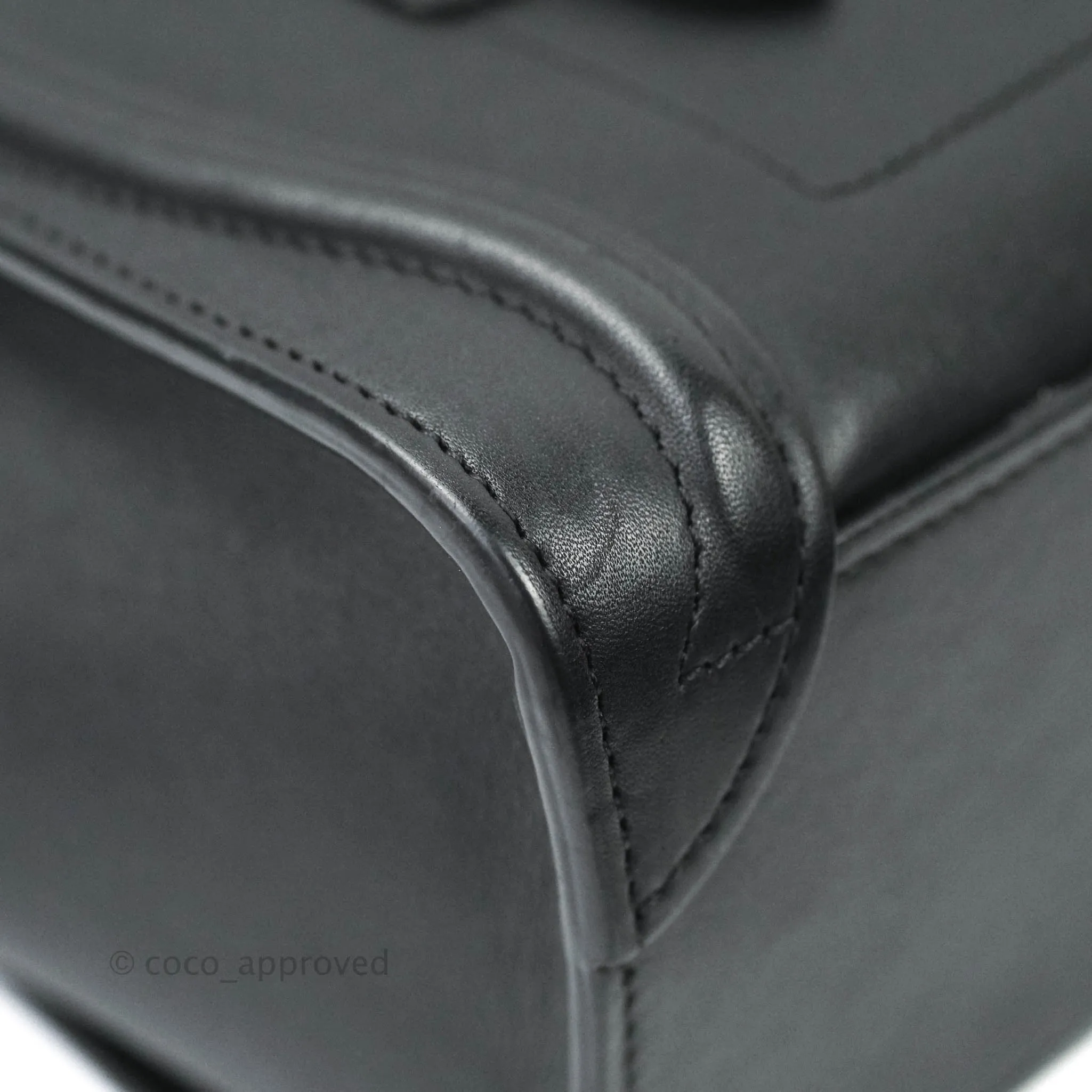 Celine Nano Luggage in Black Calfskin Antique Gold Hardware
