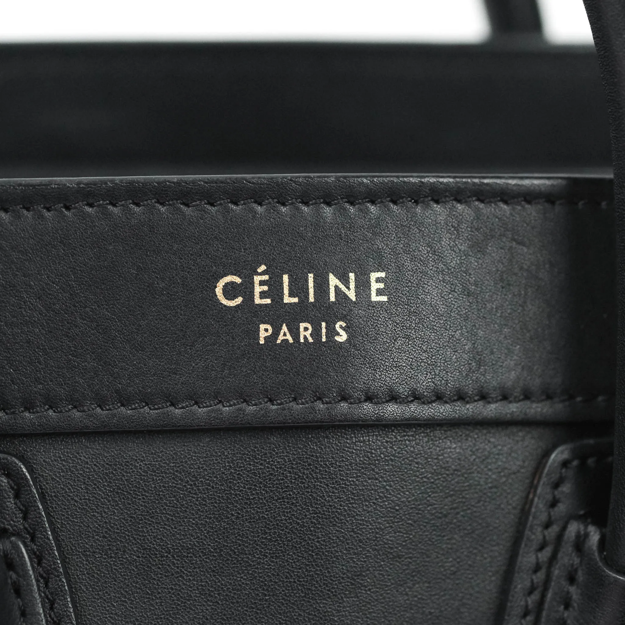 Celine Nano Luggage in Black Calfskin Antique Gold Hardware