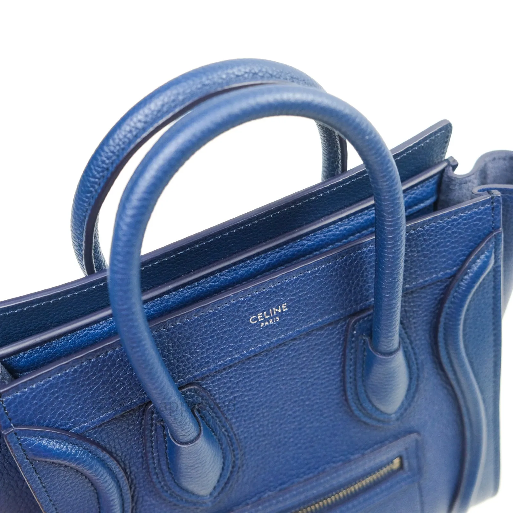 Celine Nano Luggage in Dark Indigo Drummed Calfskin