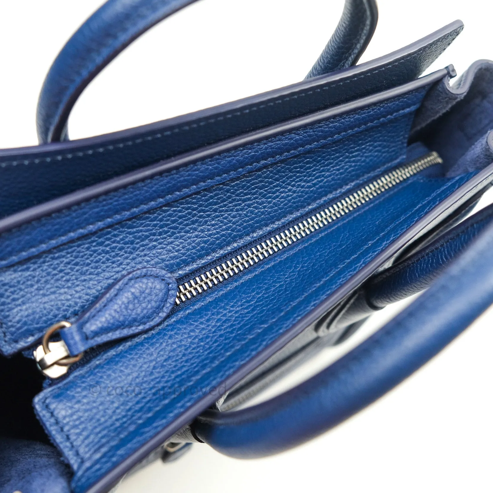Celine Nano Luggage in Dark Indigo Drummed Calfskin