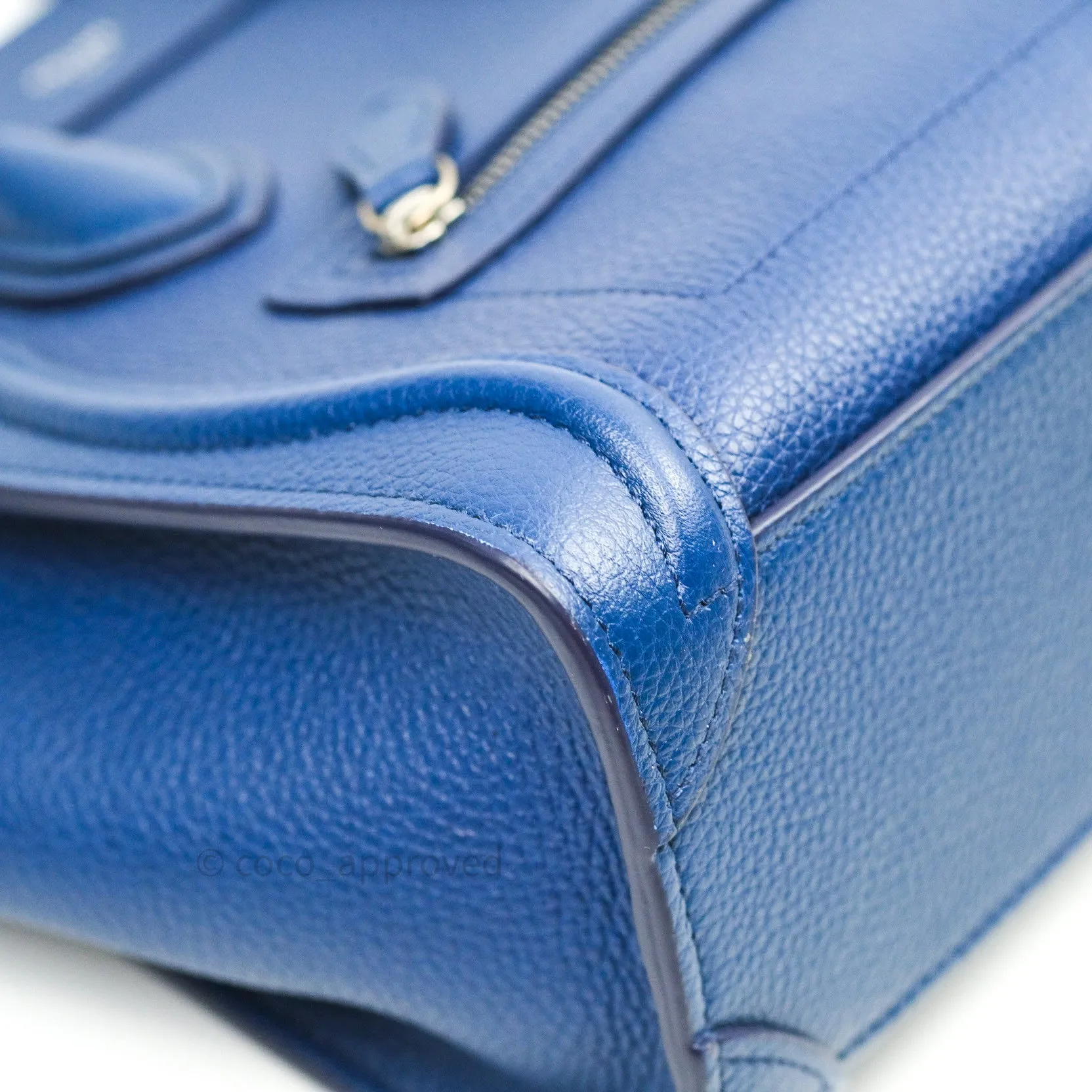 Celine Nano Luggage in Dark Indigo Drummed Calfskin