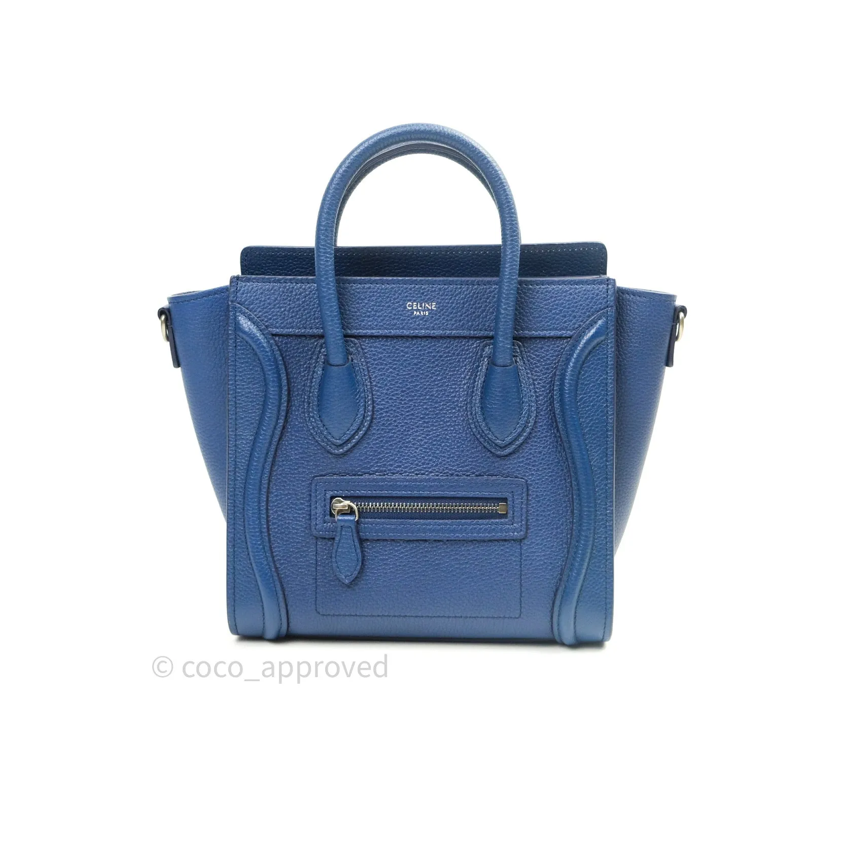 Celine Nano Luggage in Dark Indigo Drummed Calfskin