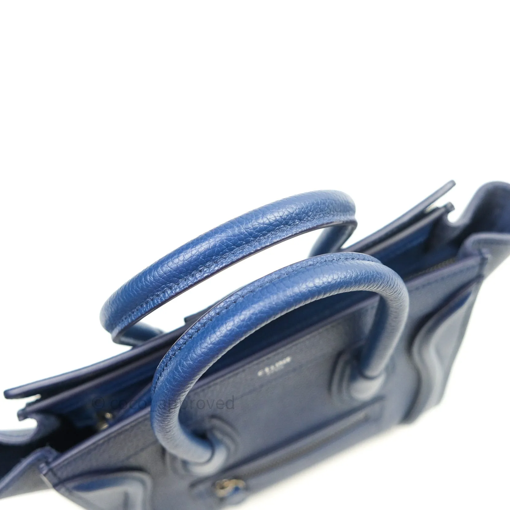 Celine Nano Luggage in Dark Indigo Drummed Calfskin