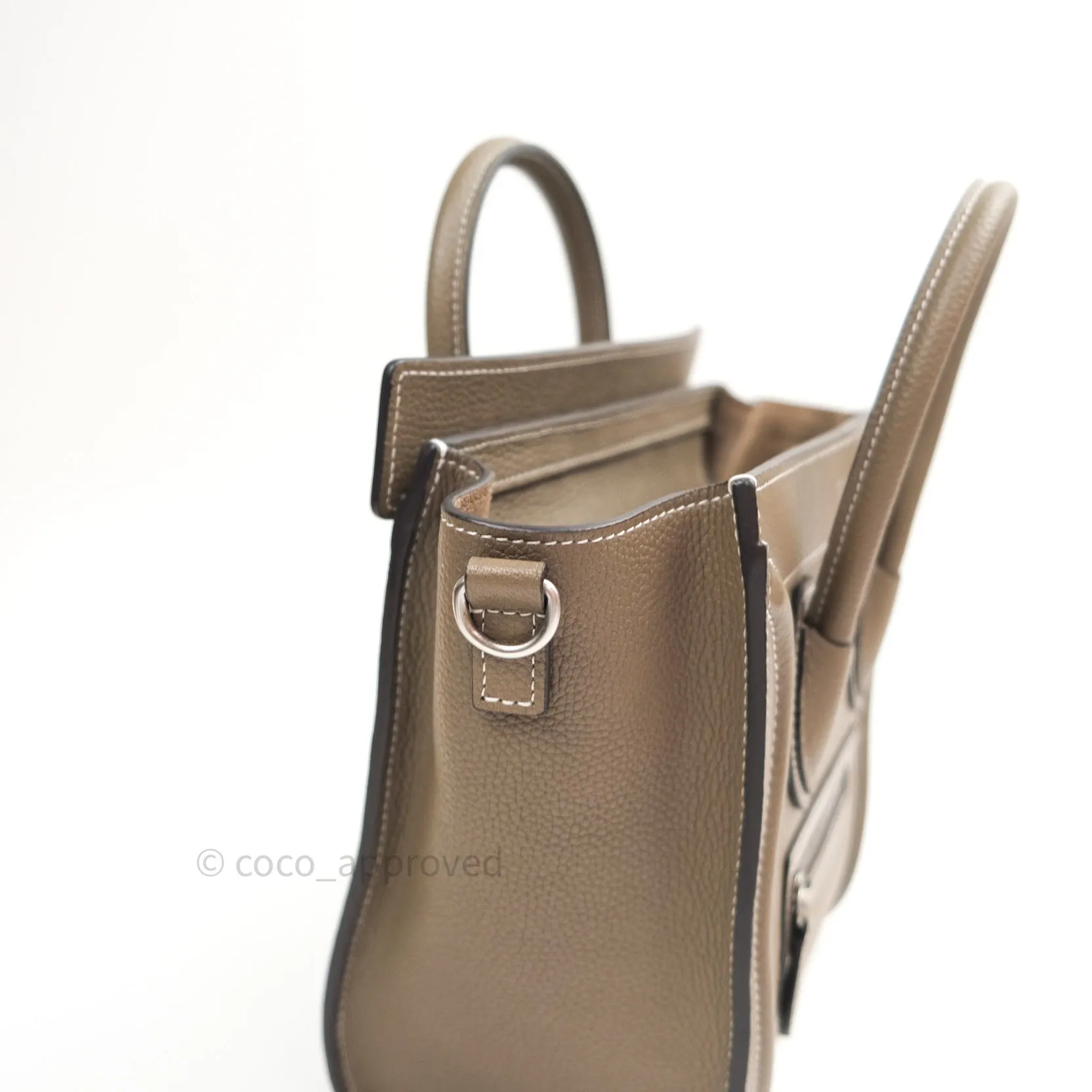Celine Nano Luggage in Souris Drummed Calfskin
