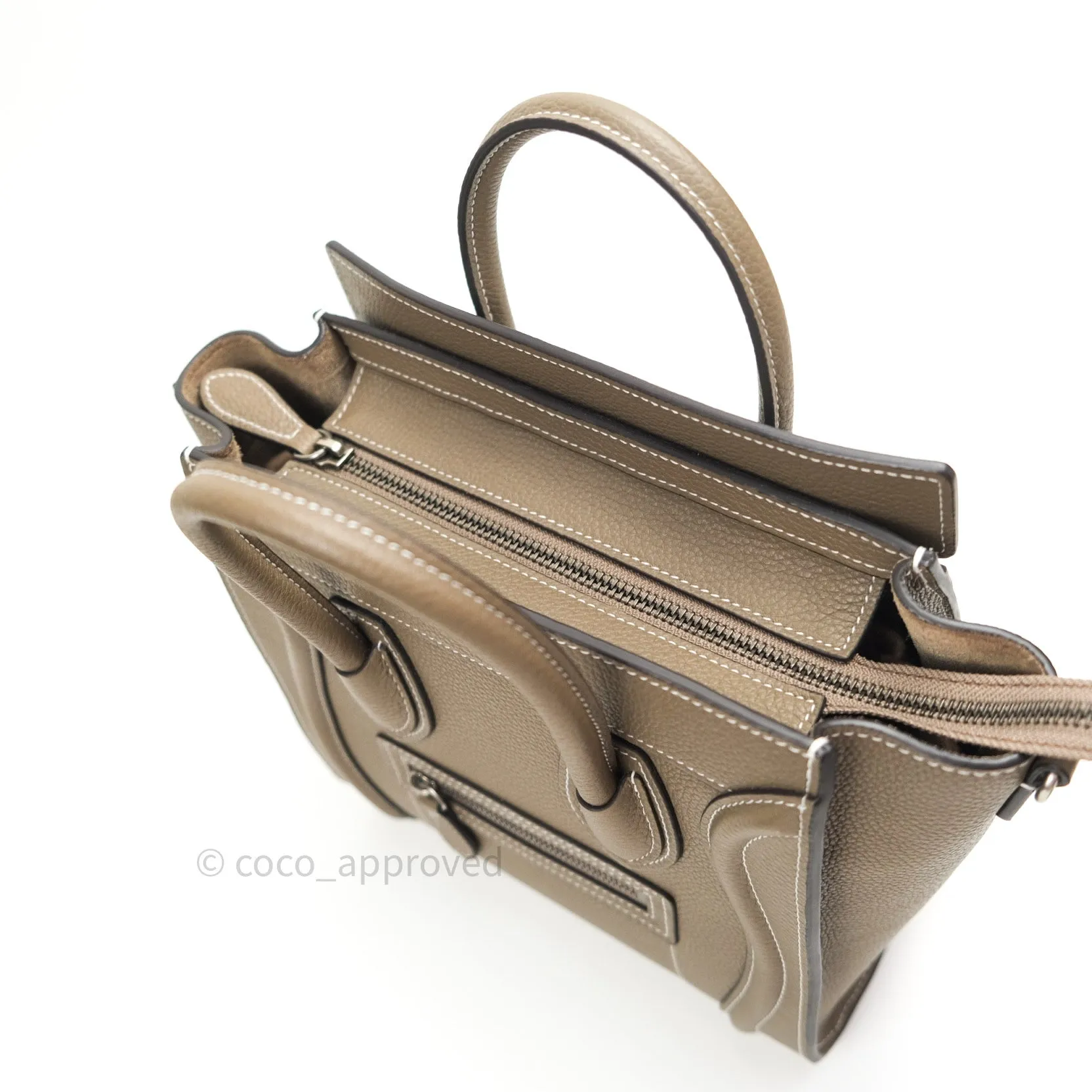 Celine Nano Luggage in Souris Drummed Calfskin