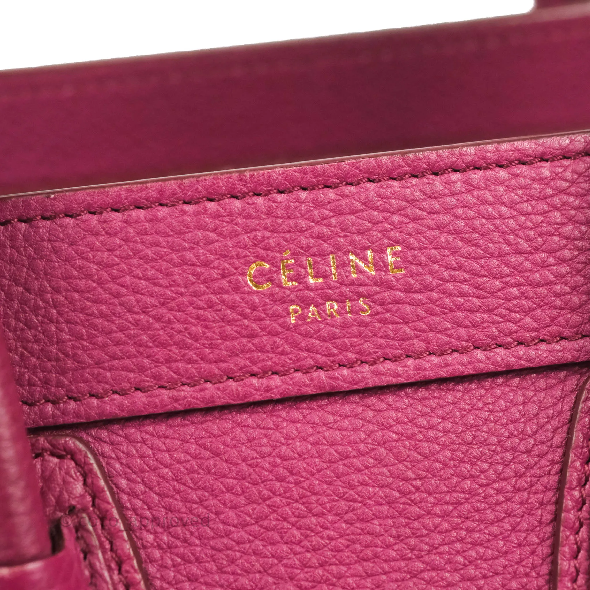 Celine Nano Luggage Plum Drummed Calfskin