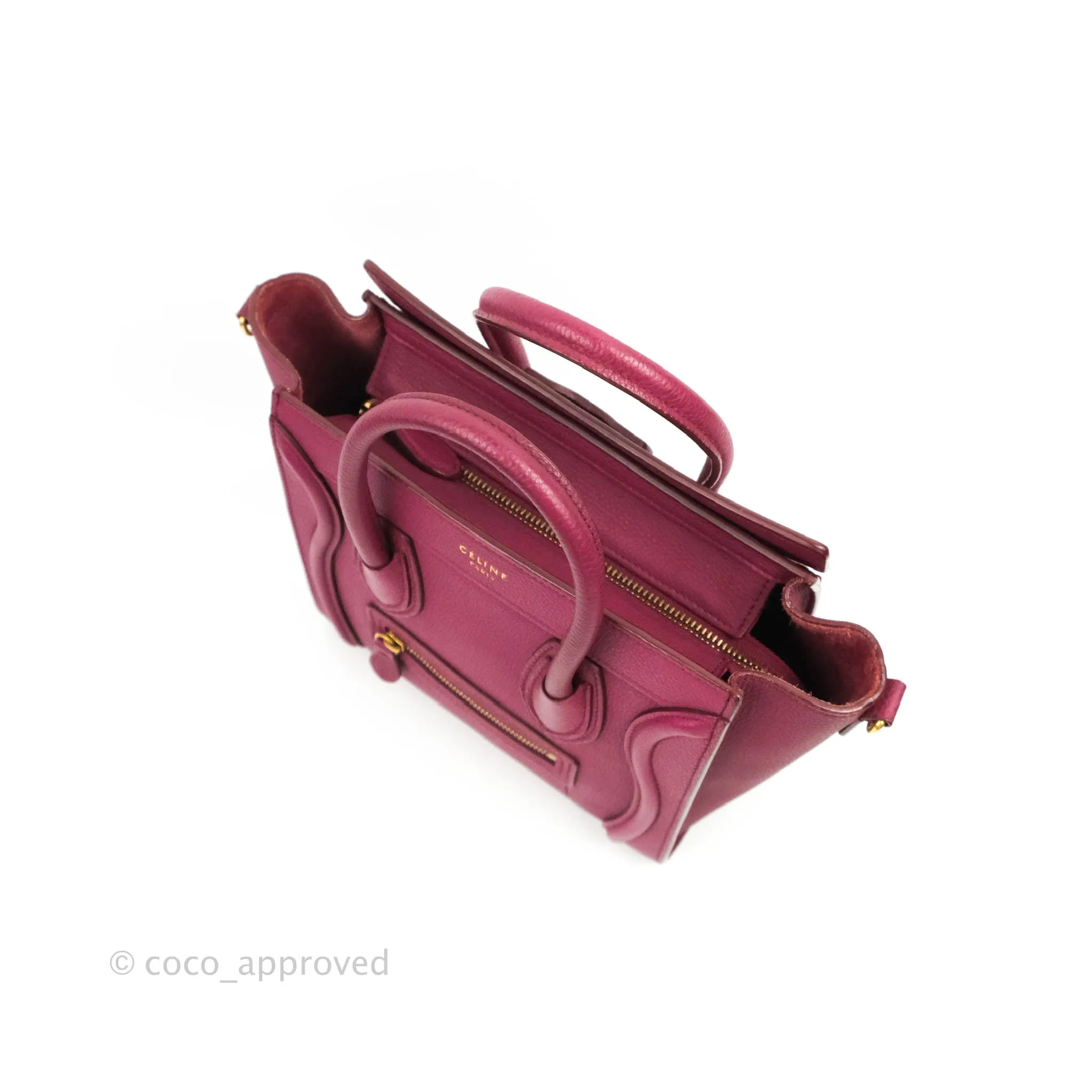 Celine Nano Luggage Plum Drummed Calfskin