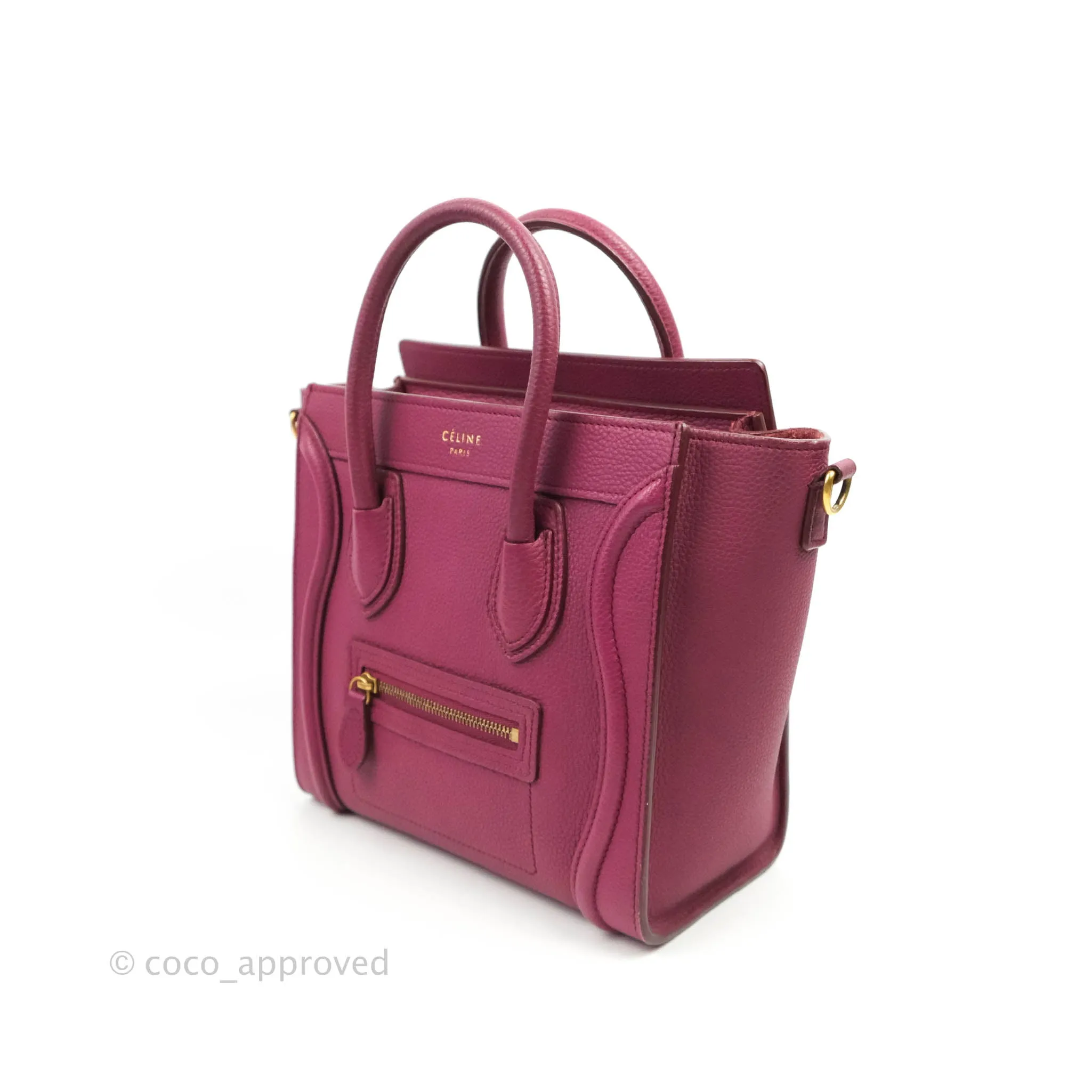 Celine Nano Luggage Plum Drummed Calfskin