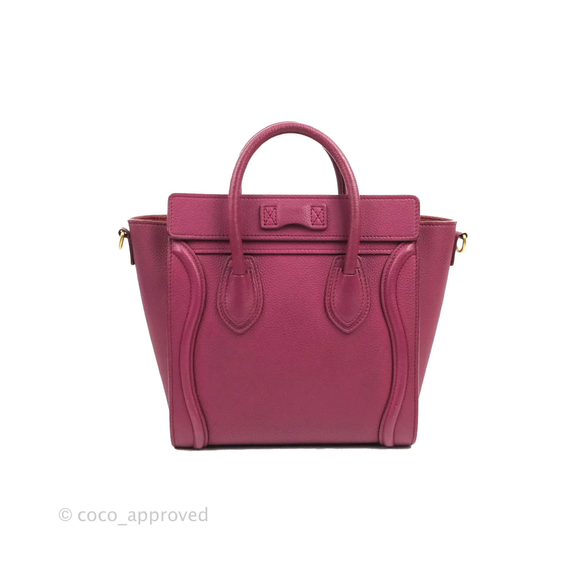 Celine Nano Luggage Plum Drummed Calfskin