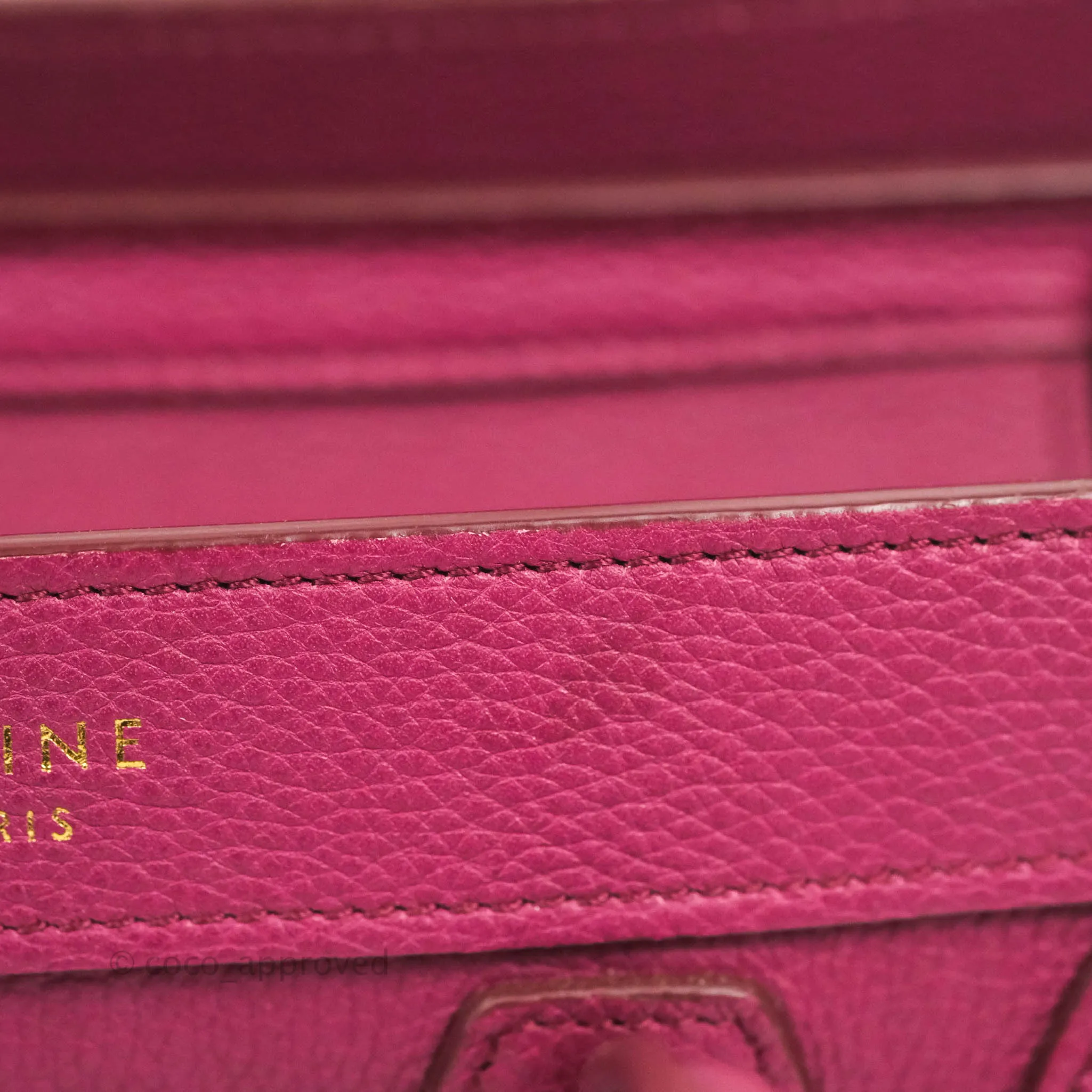 Celine Nano Luggage Plum Drummed Calfskin