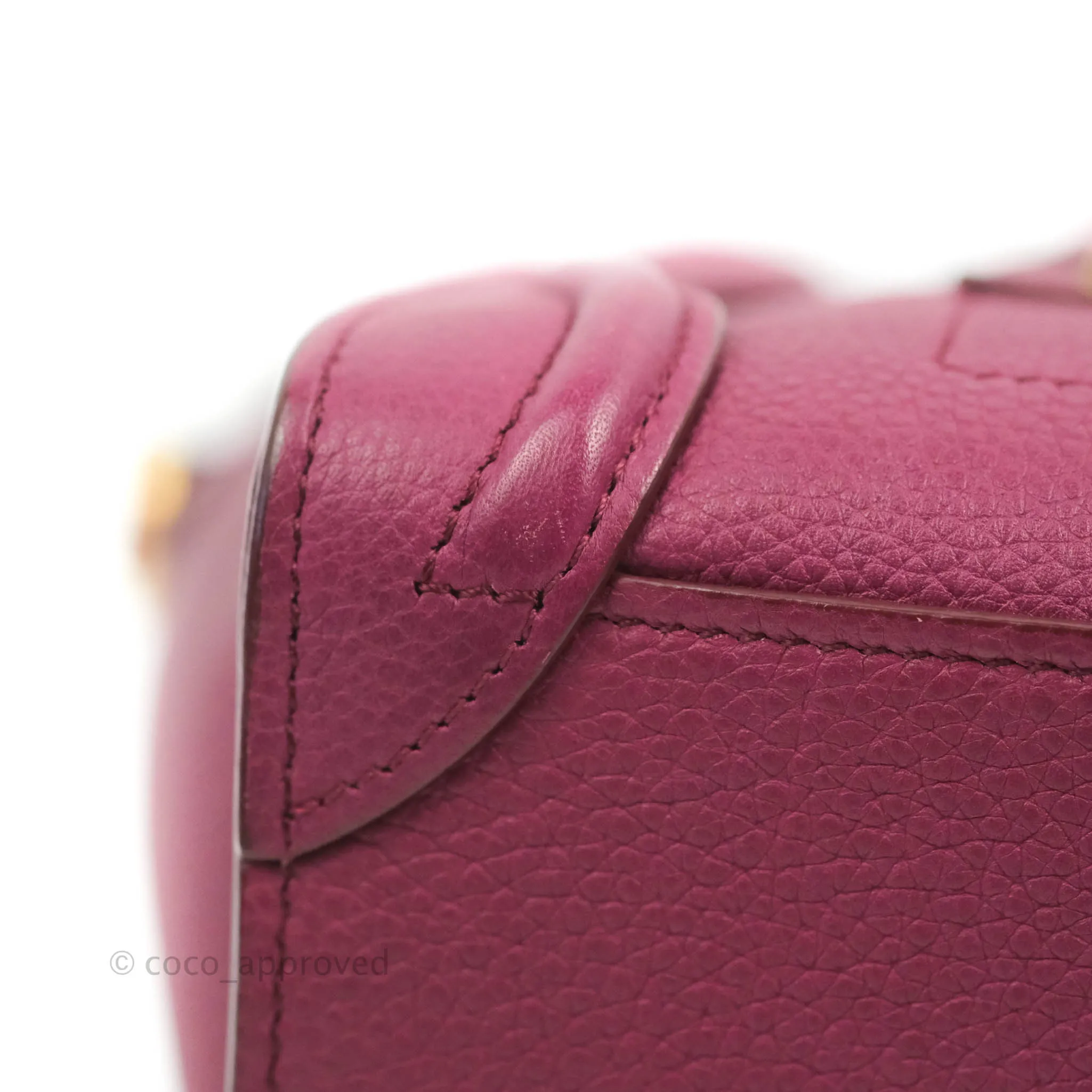 Celine Nano Luggage Plum Drummed Calfskin