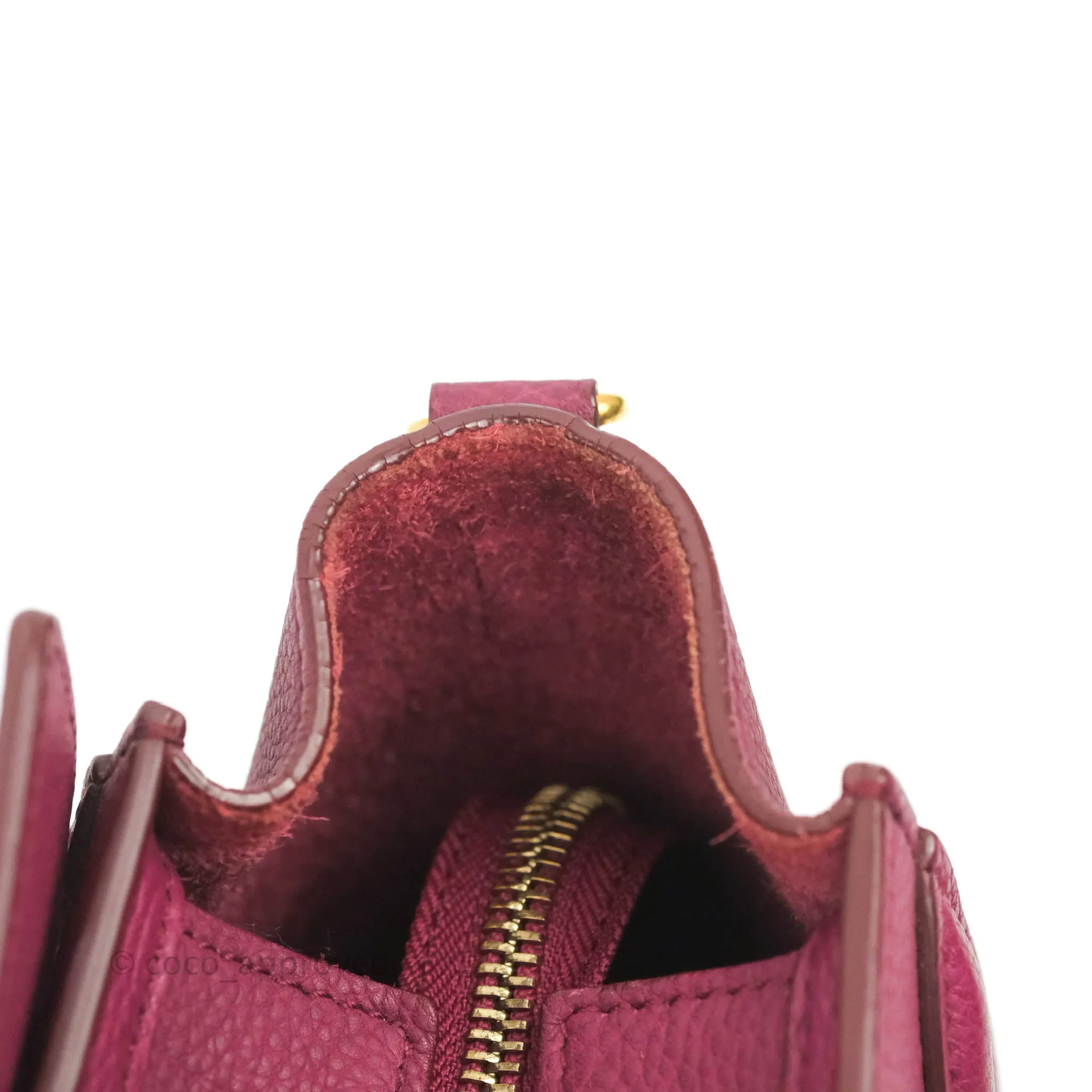 Celine Nano Luggage Plum Drummed Calfskin