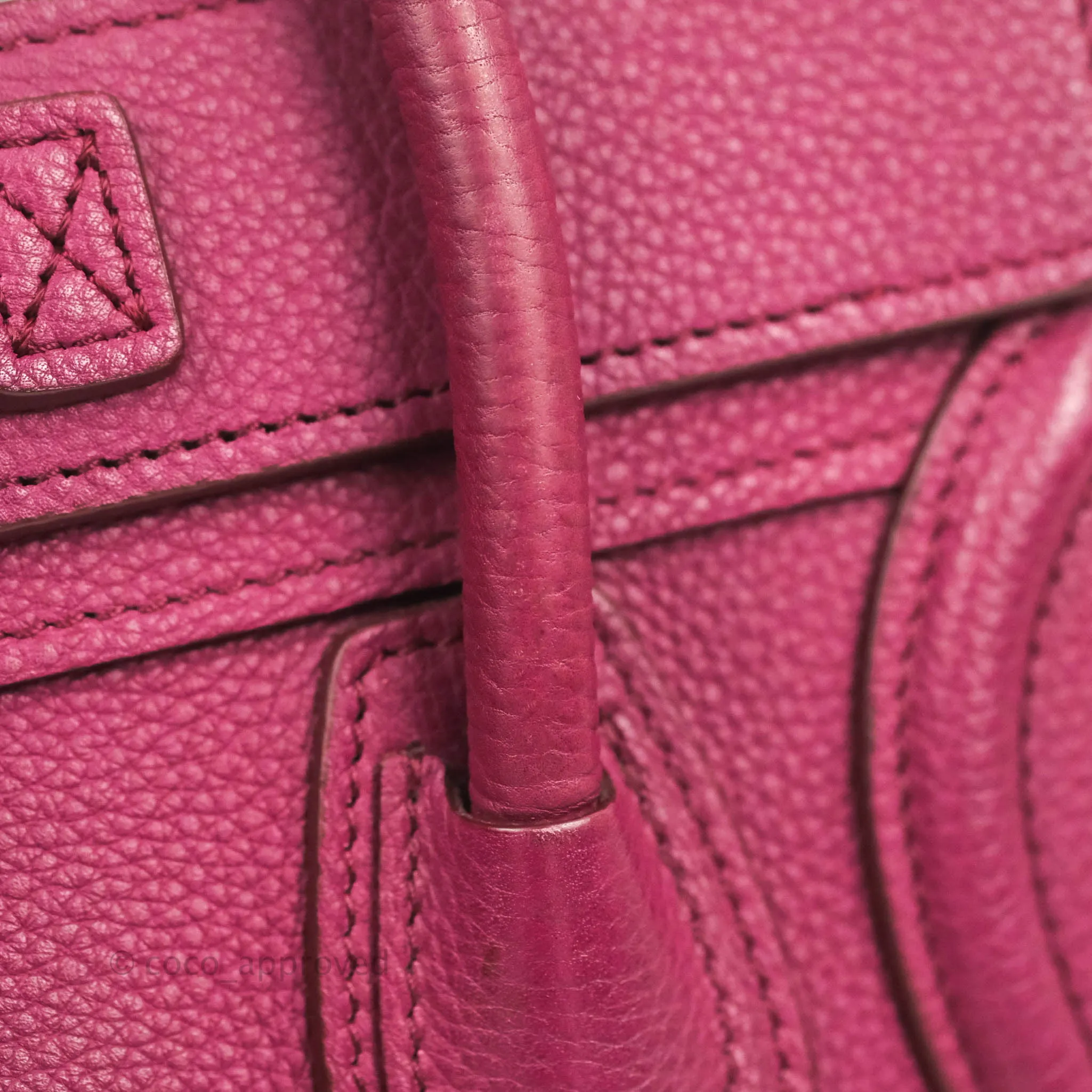 Celine Nano Luggage Plum Drummed Calfskin