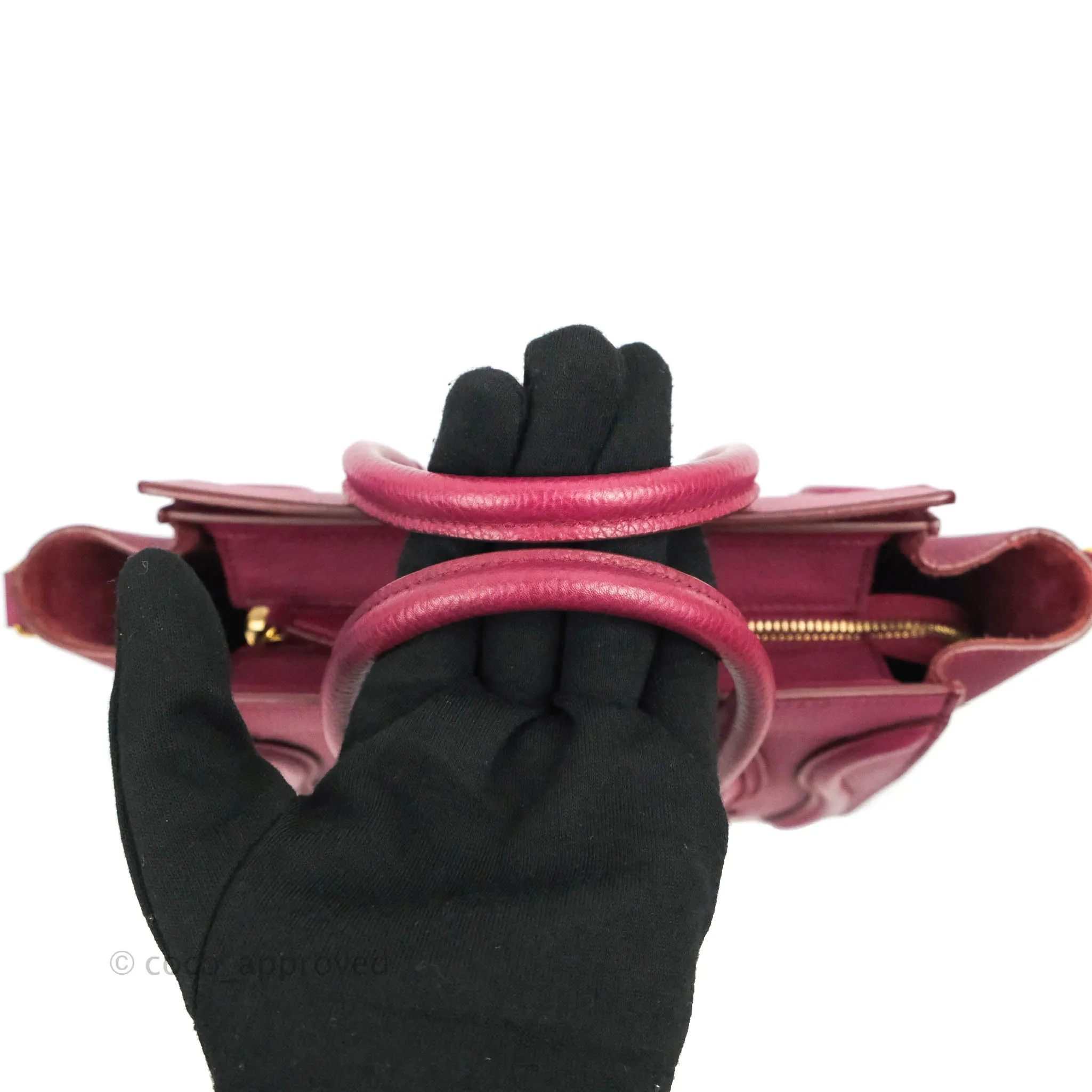 Celine Nano Luggage Plum Drummed Calfskin