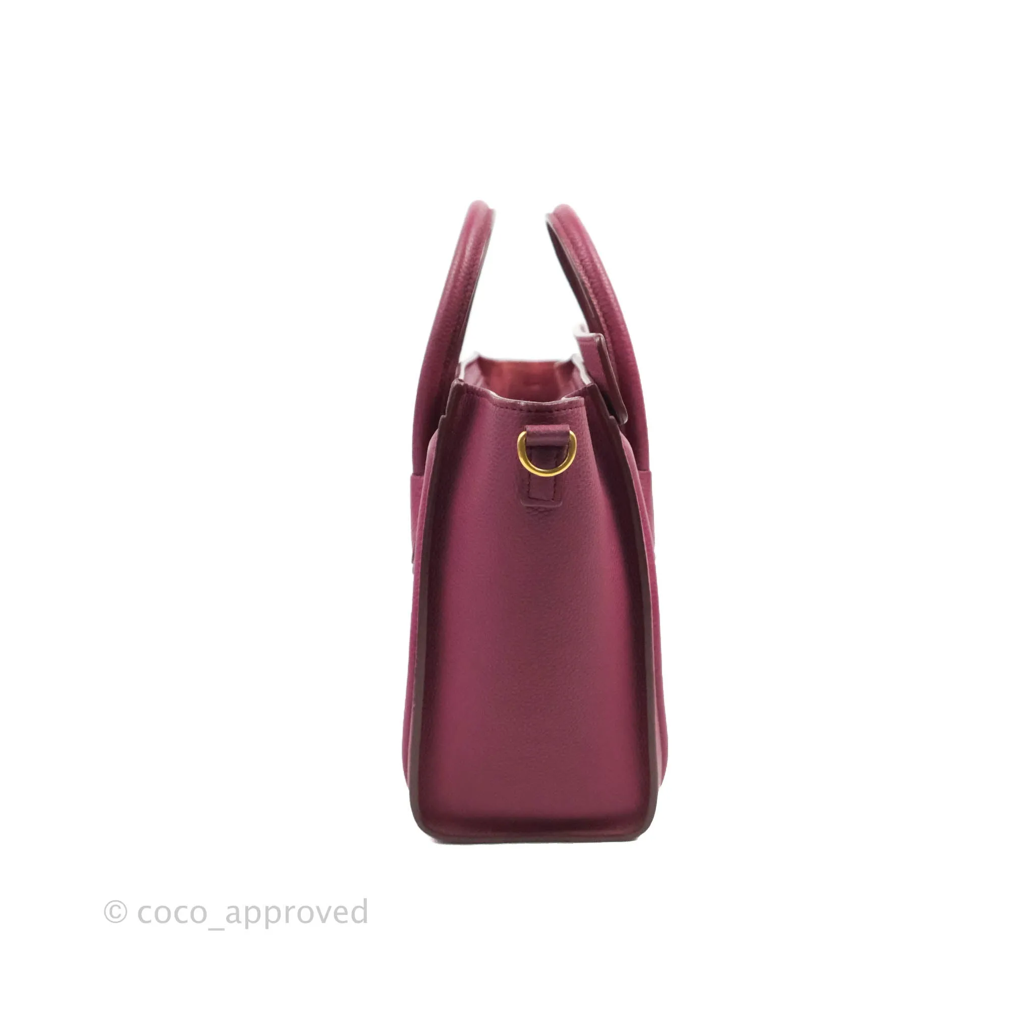 Celine Nano Luggage Plum Drummed Calfskin