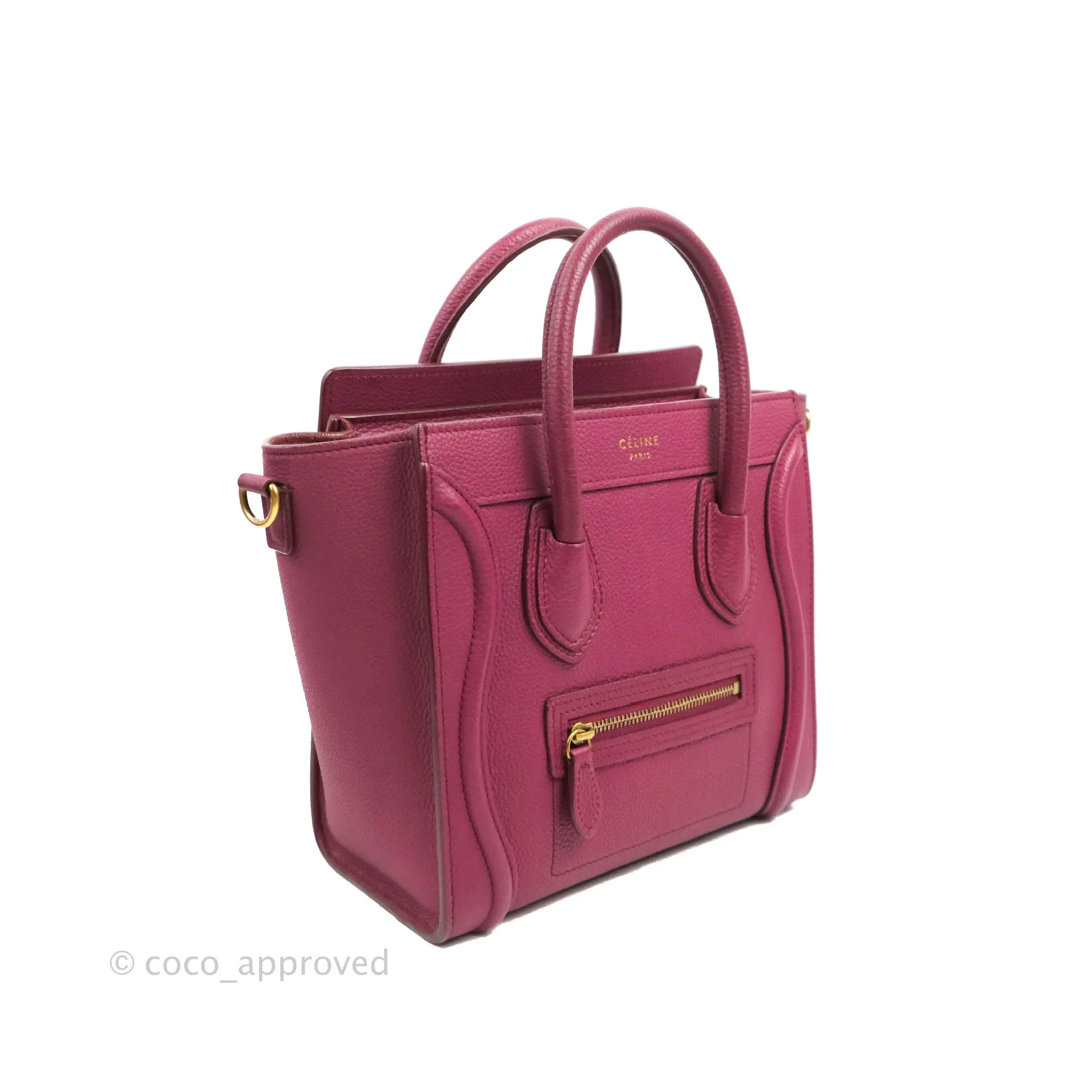 Celine Nano Luggage Plum Drummed Calfskin