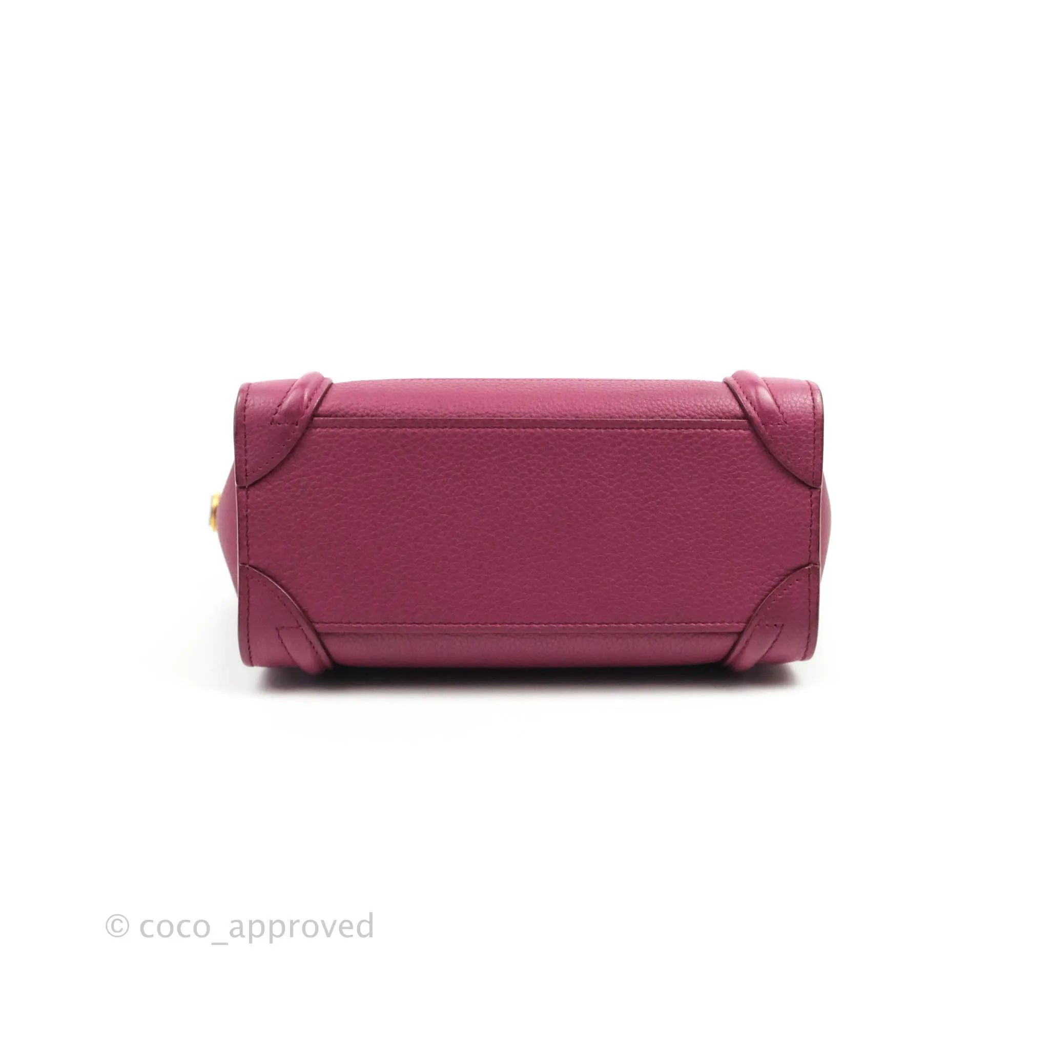 Celine Nano Luggage Plum Drummed Calfskin