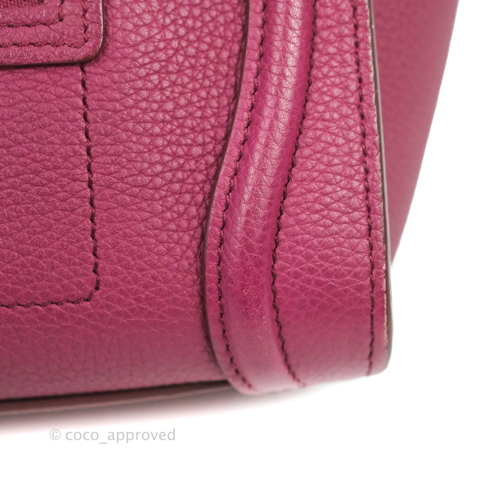 Celine Nano Luggage Plum Drummed Calfskin
