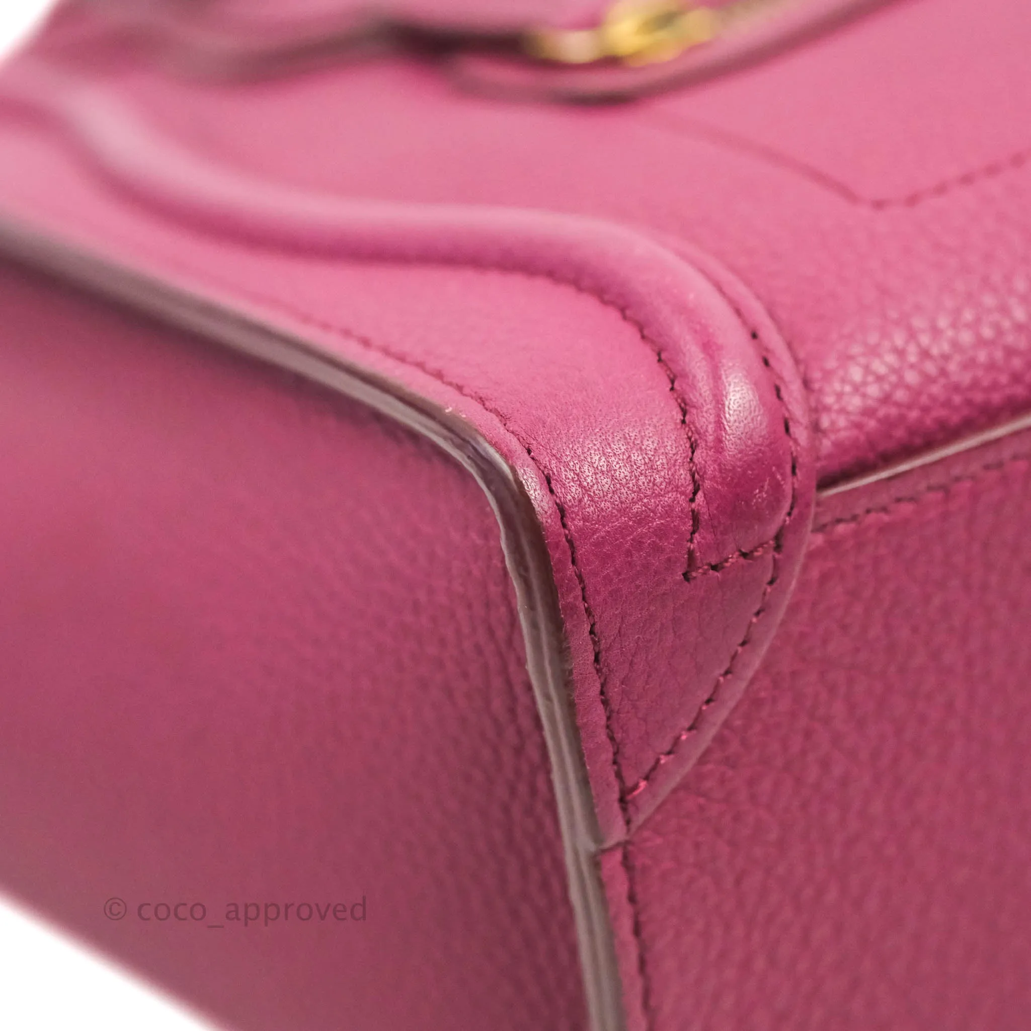 Celine Nano Luggage Plum Drummed Calfskin