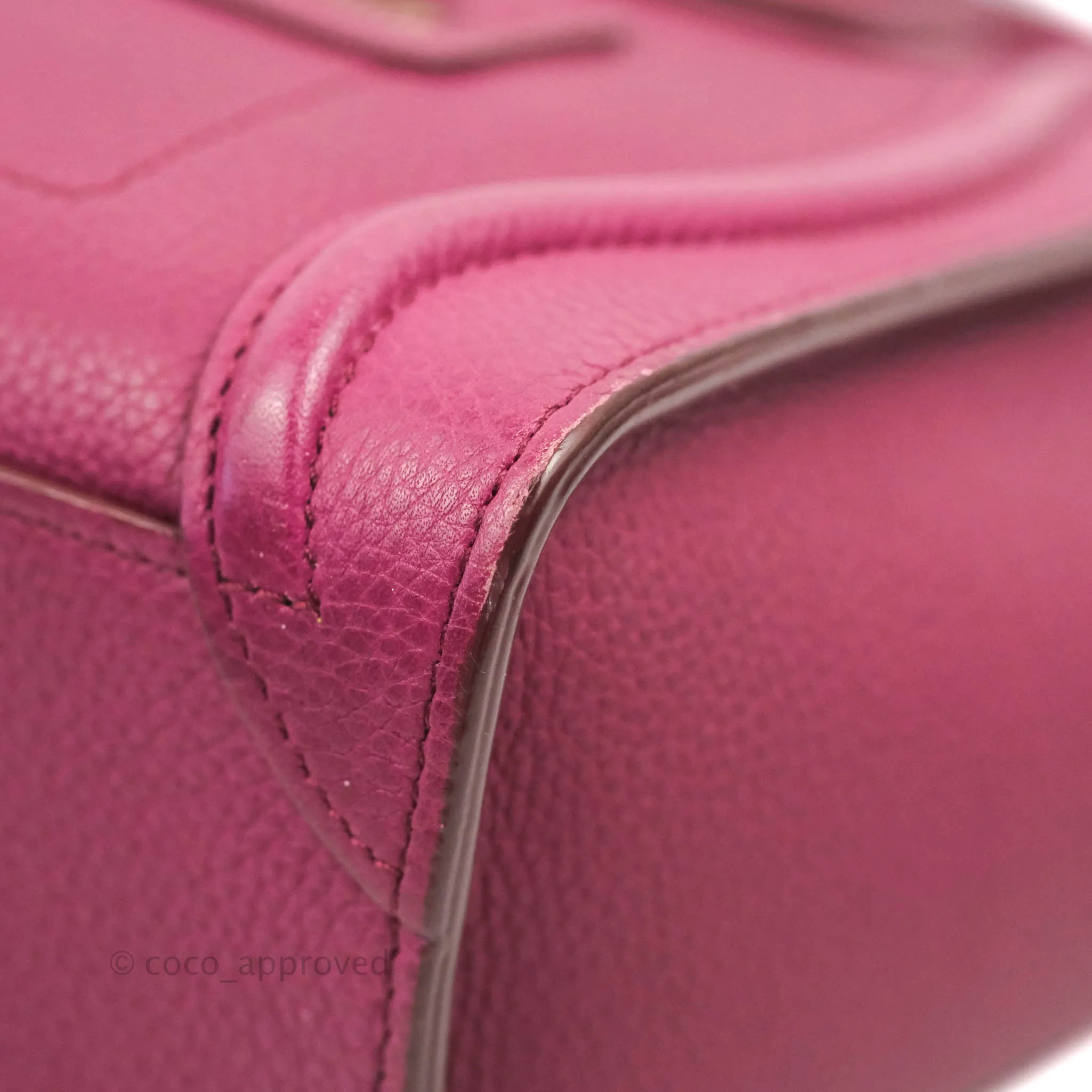 Celine Nano Luggage Plum Drummed Calfskin