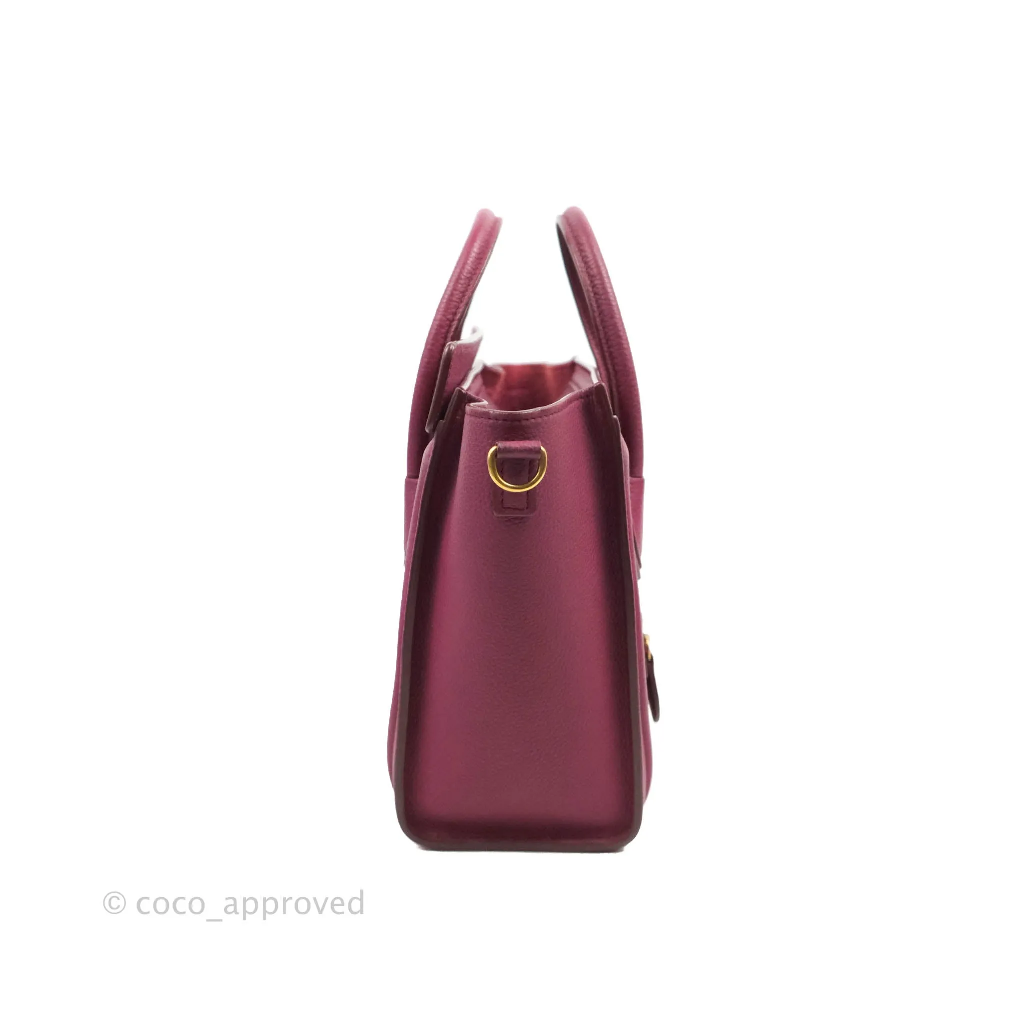Celine Nano Luggage Plum Drummed Calfskin