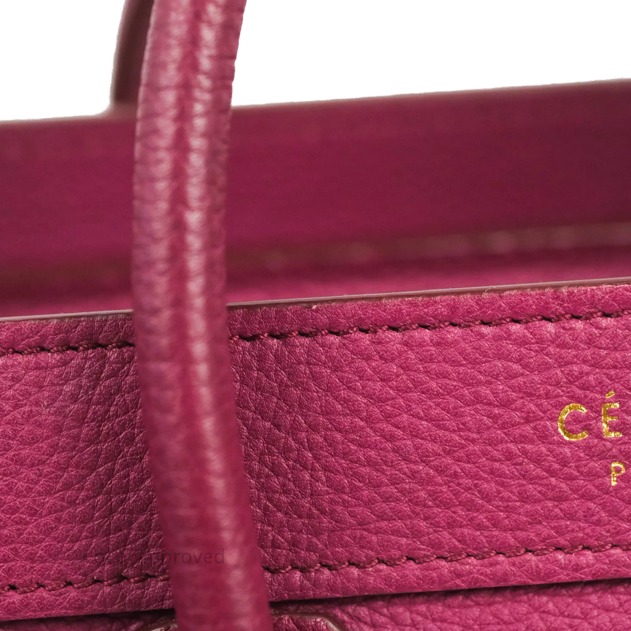 Celine Nano Luggage Plum Drummed Calfskin