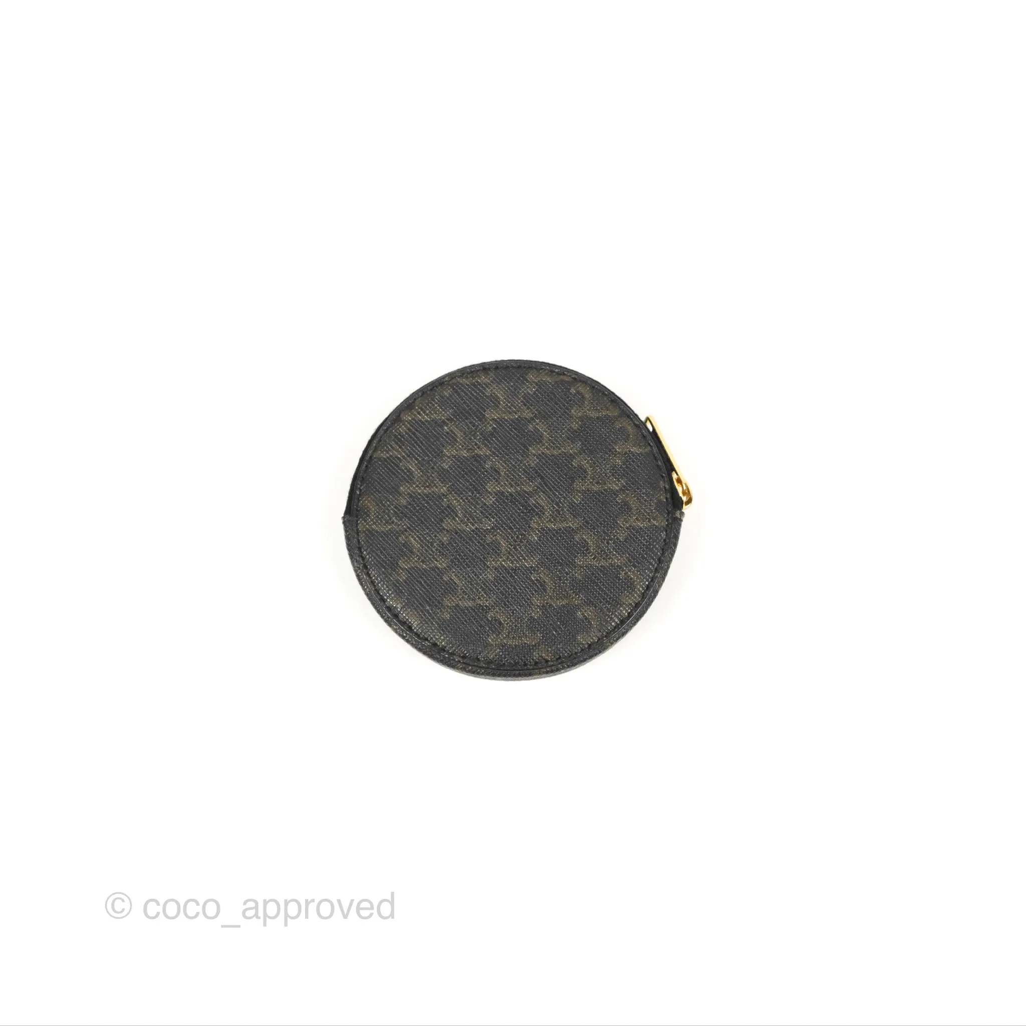 Celine Round Zip Coin Purse Triomphe Canvas
