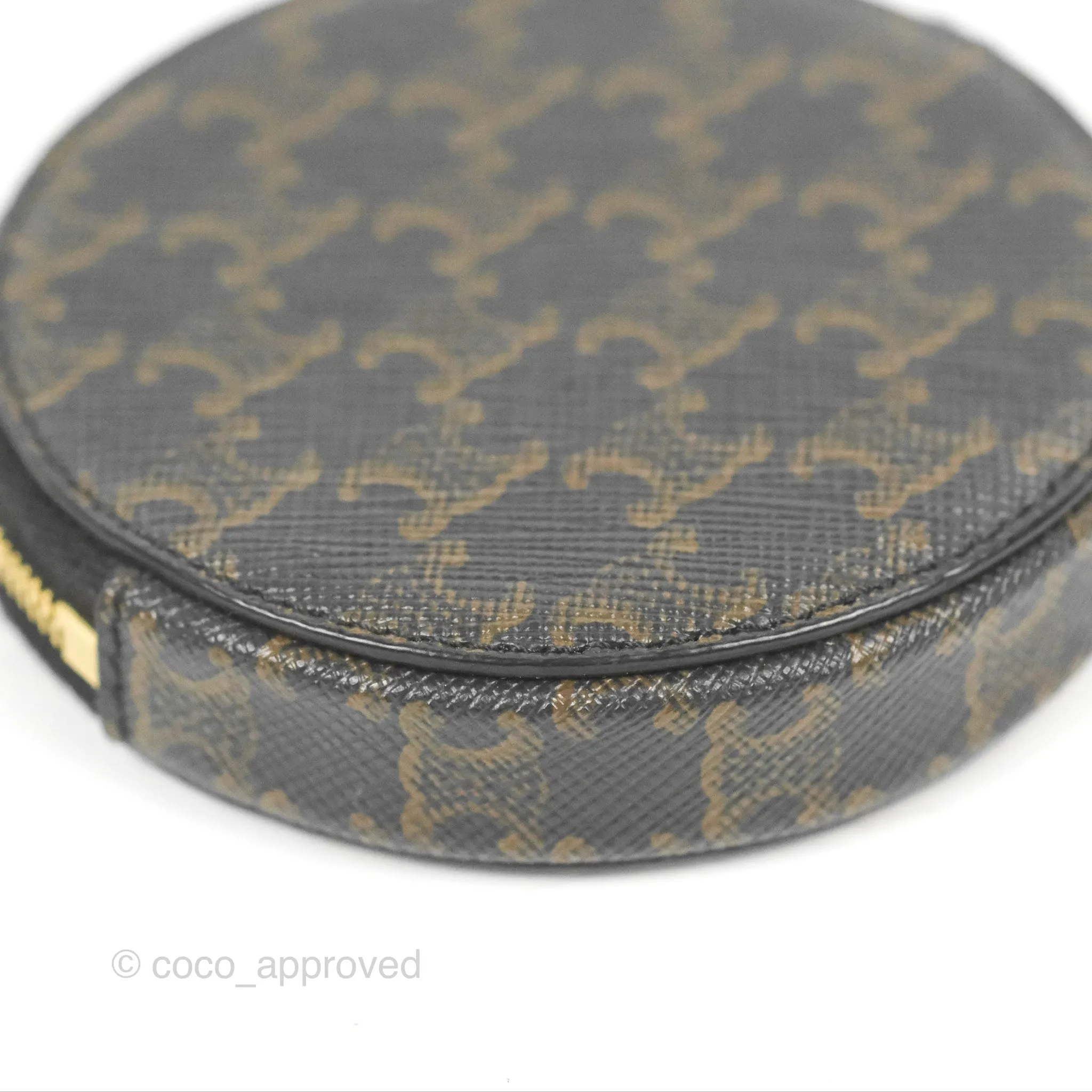 Celine Round Zip Coin Purse Triomphe Canvas