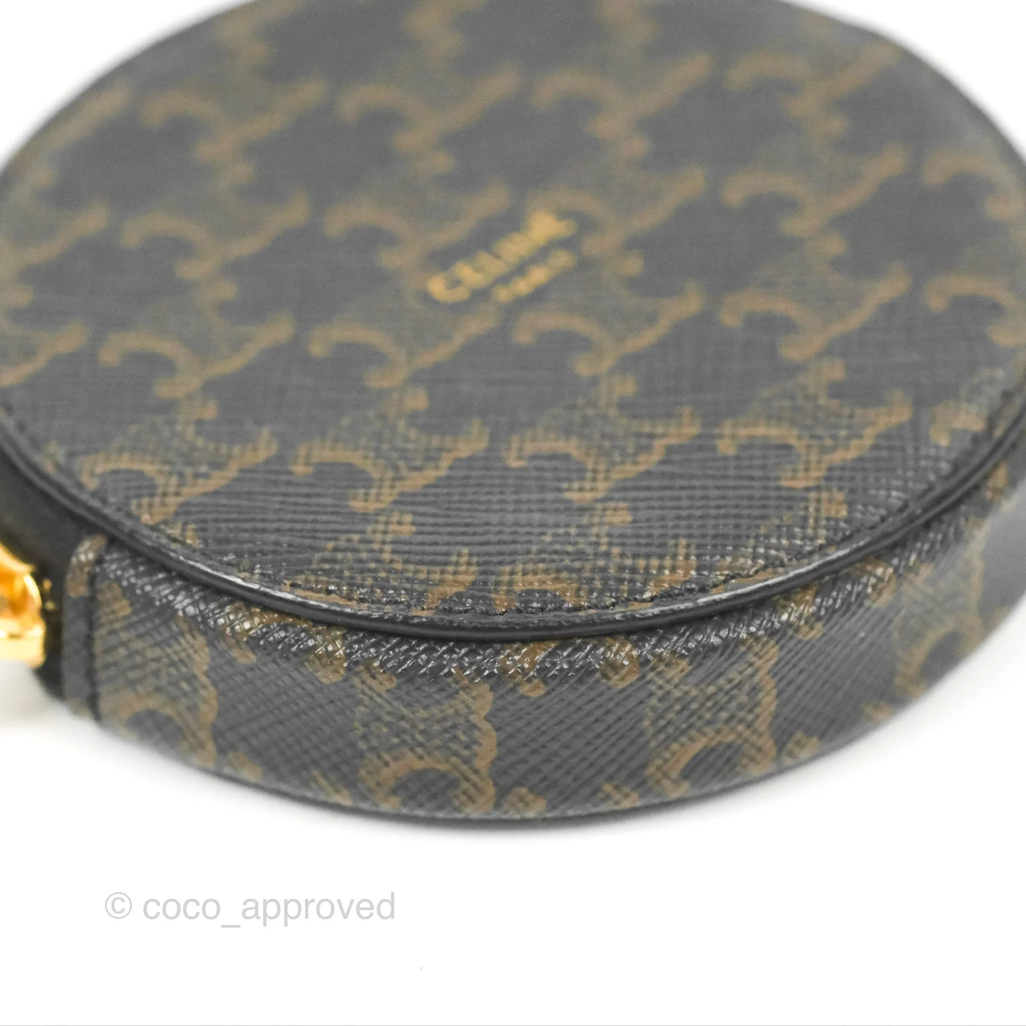 Celine Round Zip Coin Purse Triomphe Canvas