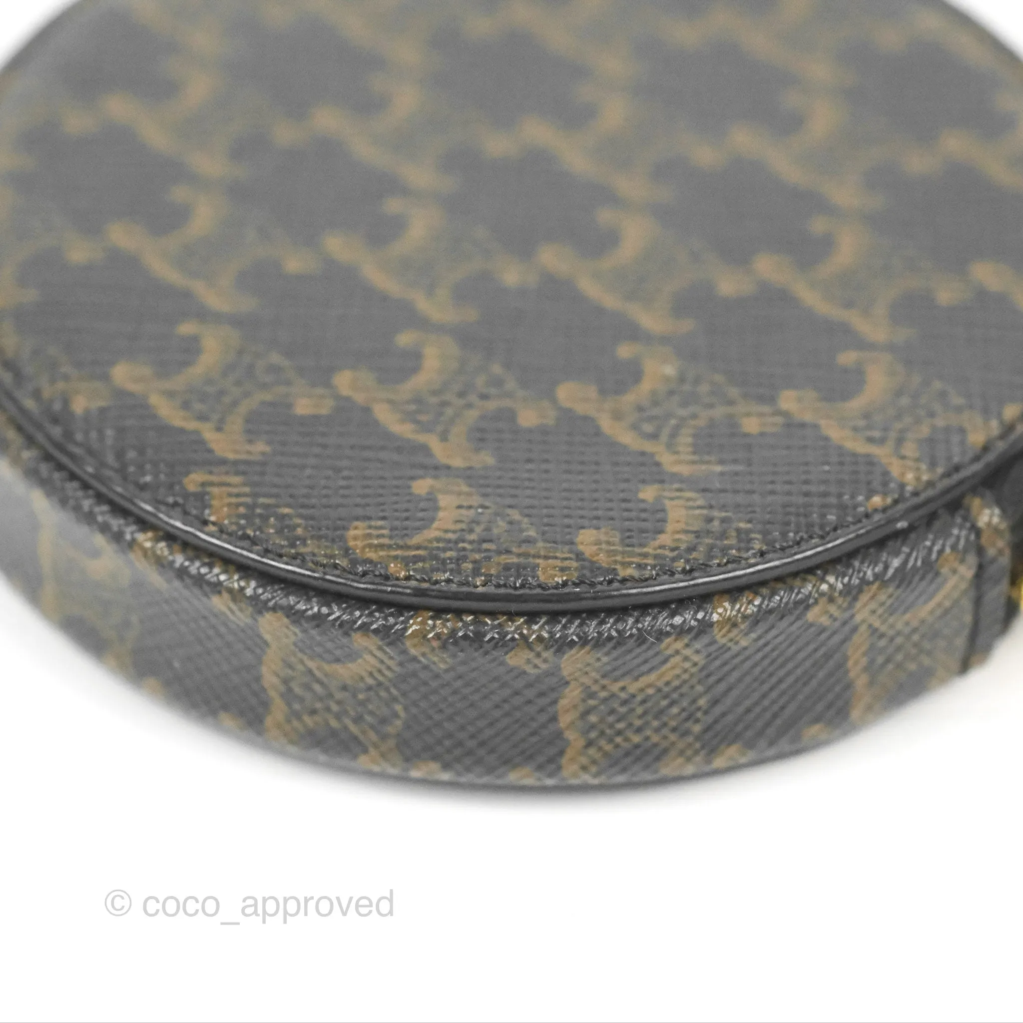 Celine Round Zip Coin Purse Triomphe Canvas