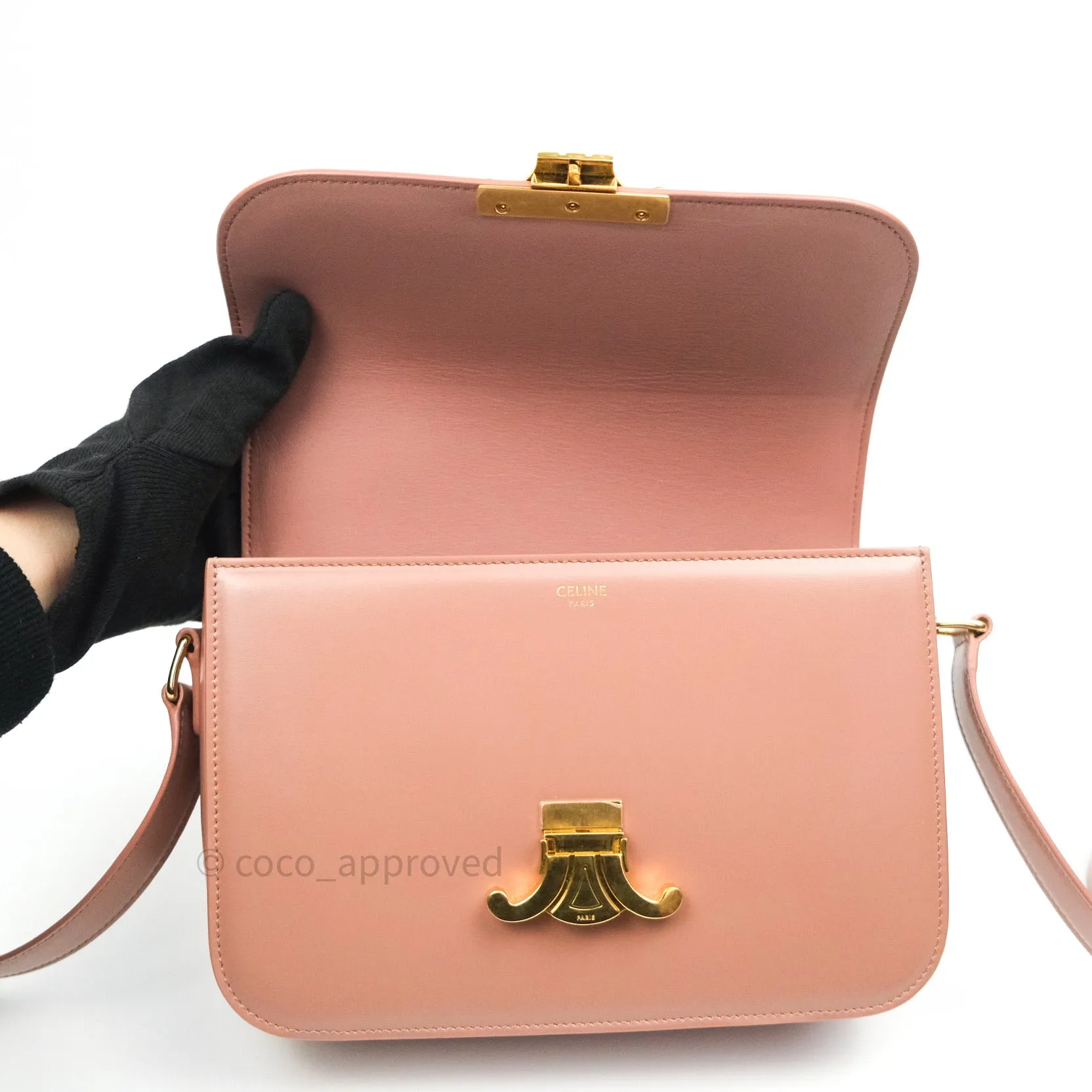 Celine Shiny Calfskin Medium Triomphe Antique Rose