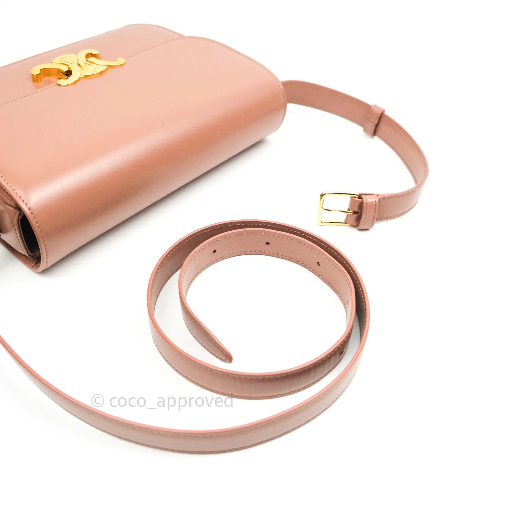 Celine Shiny Calfskin Medium Triomphe Antique Rose