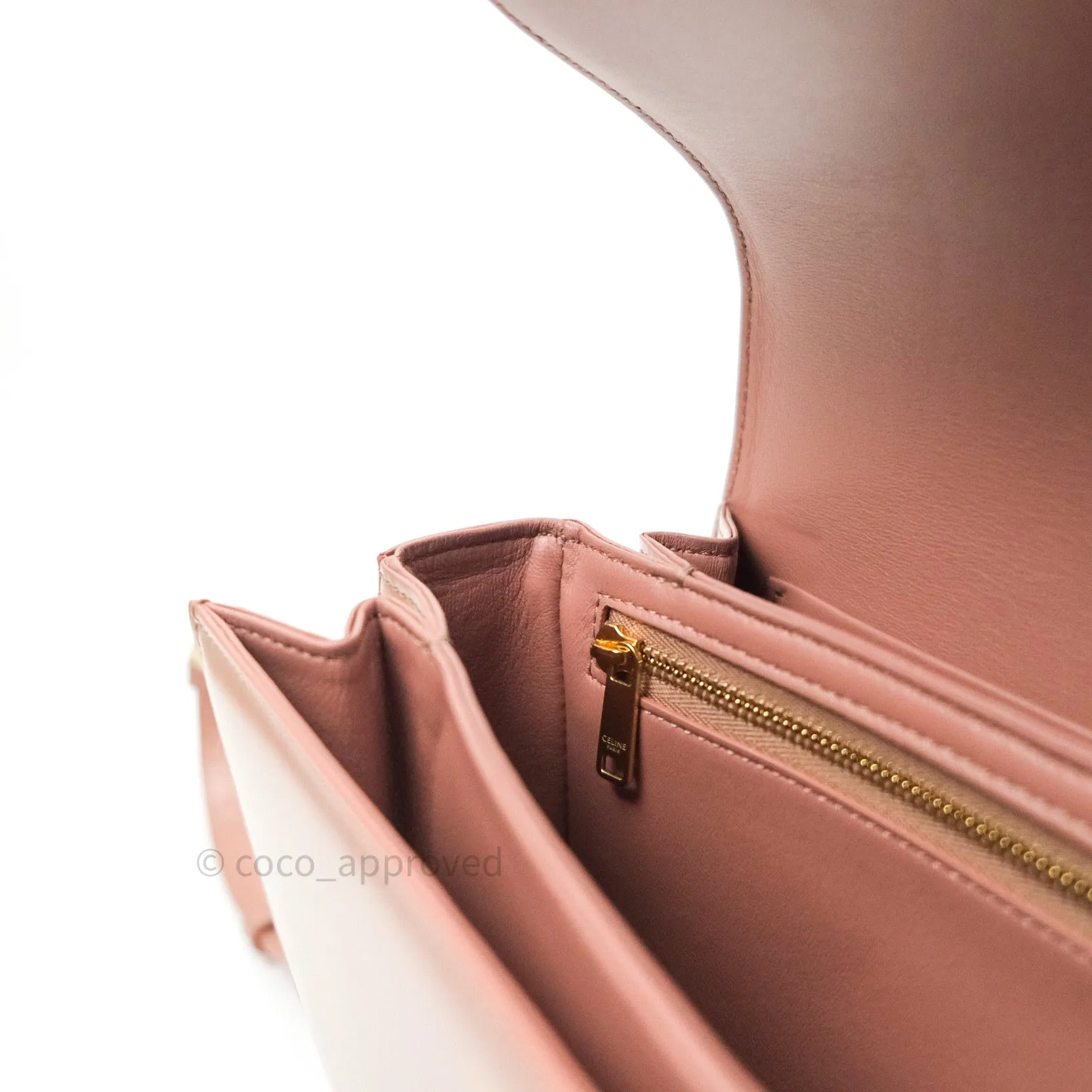 Celine Shiny Calfskin Medium Triomphe Antique Rose