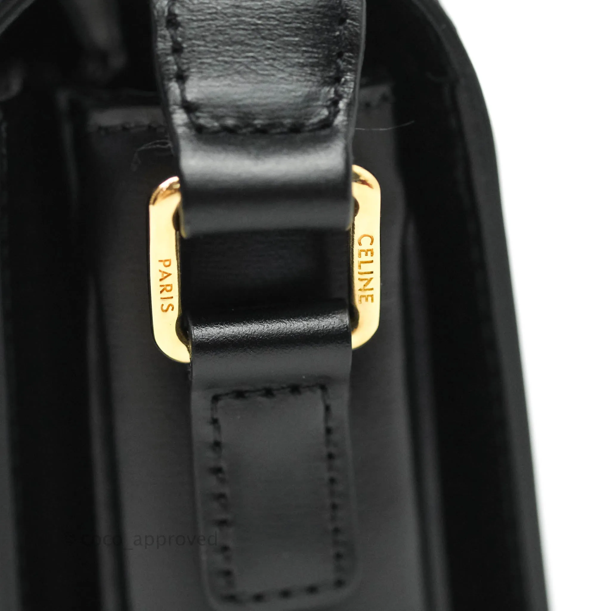 Celine Shiny Calfskin Medium Triomphe Black
