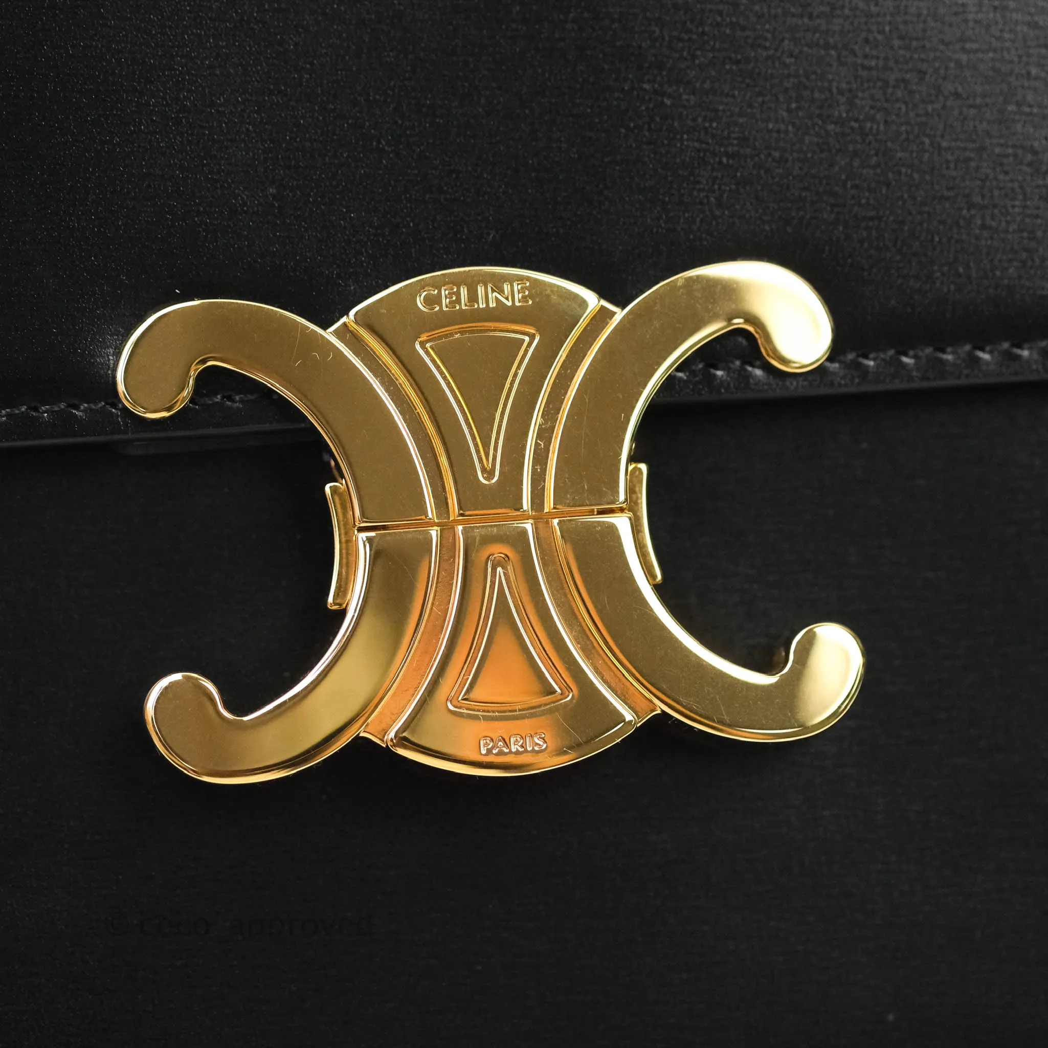 Celine Shiny Calfskin Medium Triomphe Black