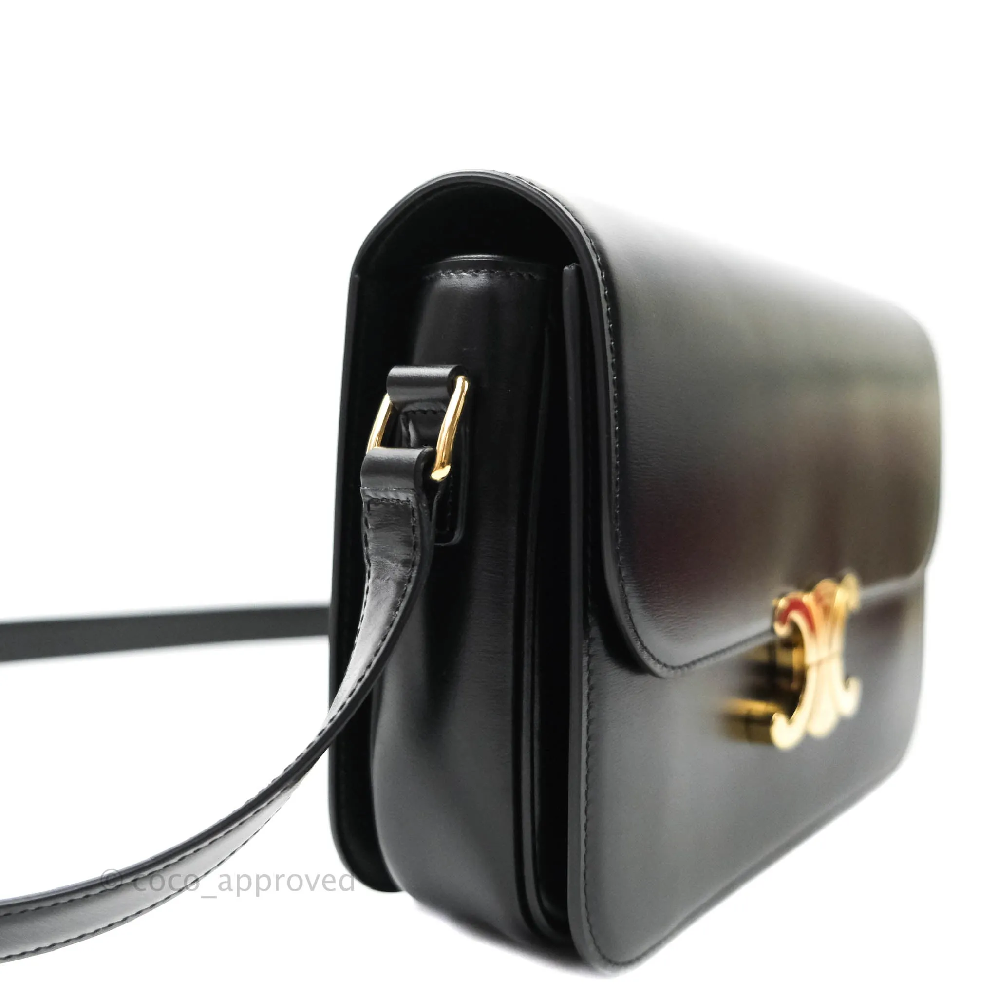 Celine Shiny Calfskin Medium Triomphe Black