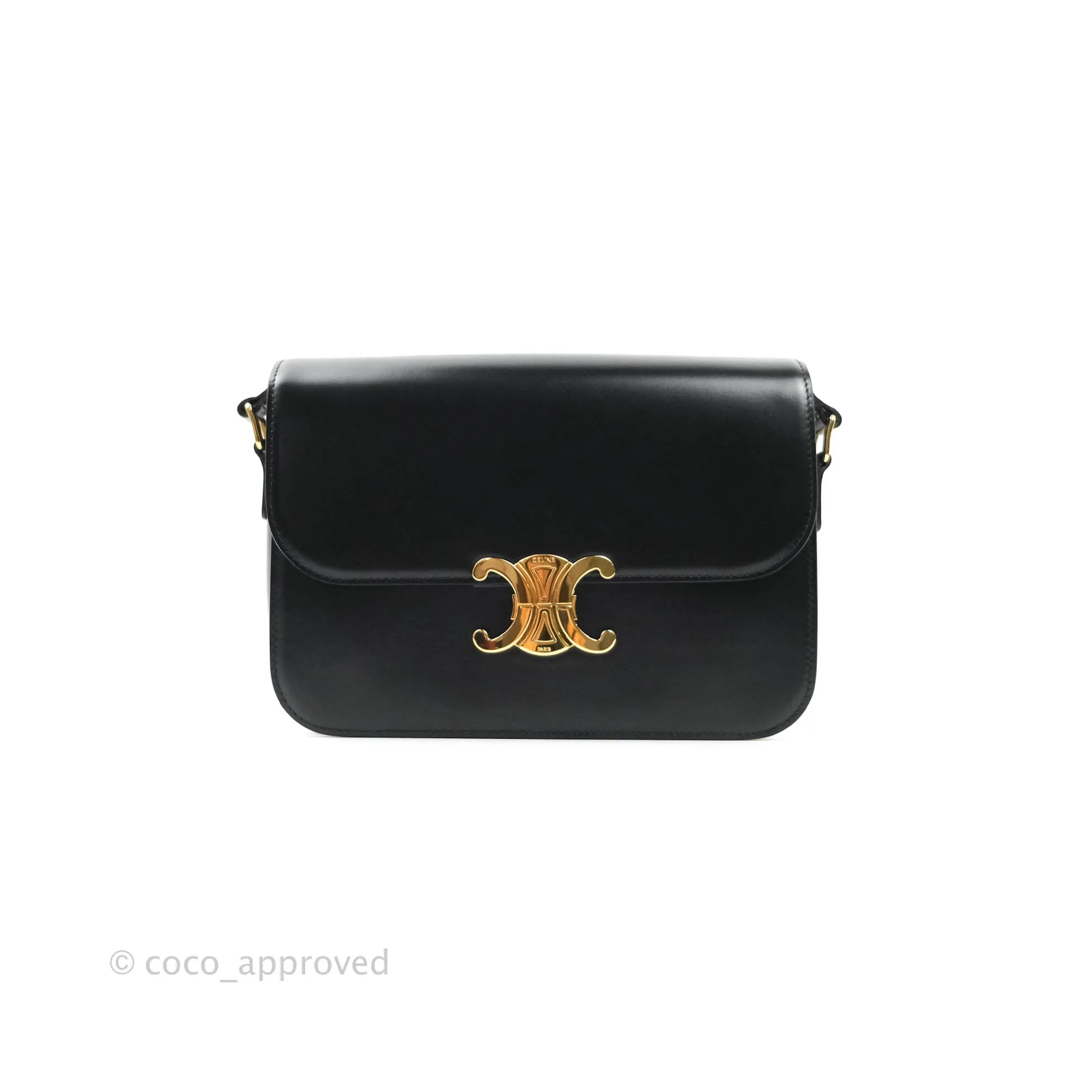 Celine Shiny Calfskin Medium Triomphe Black