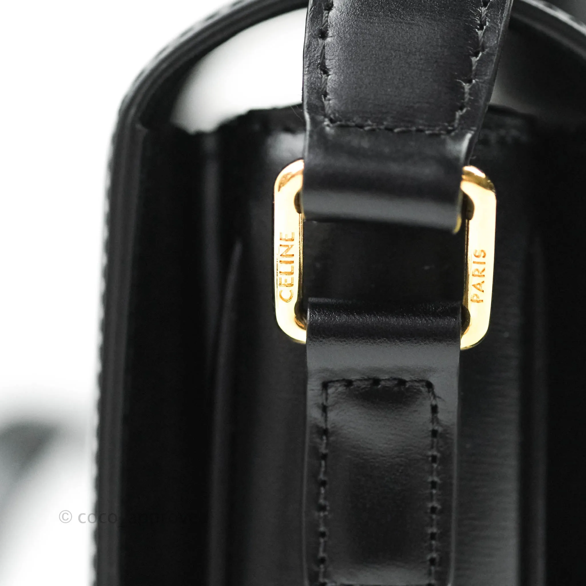 Celine Shiny Calfskin Medium Triomphe Black