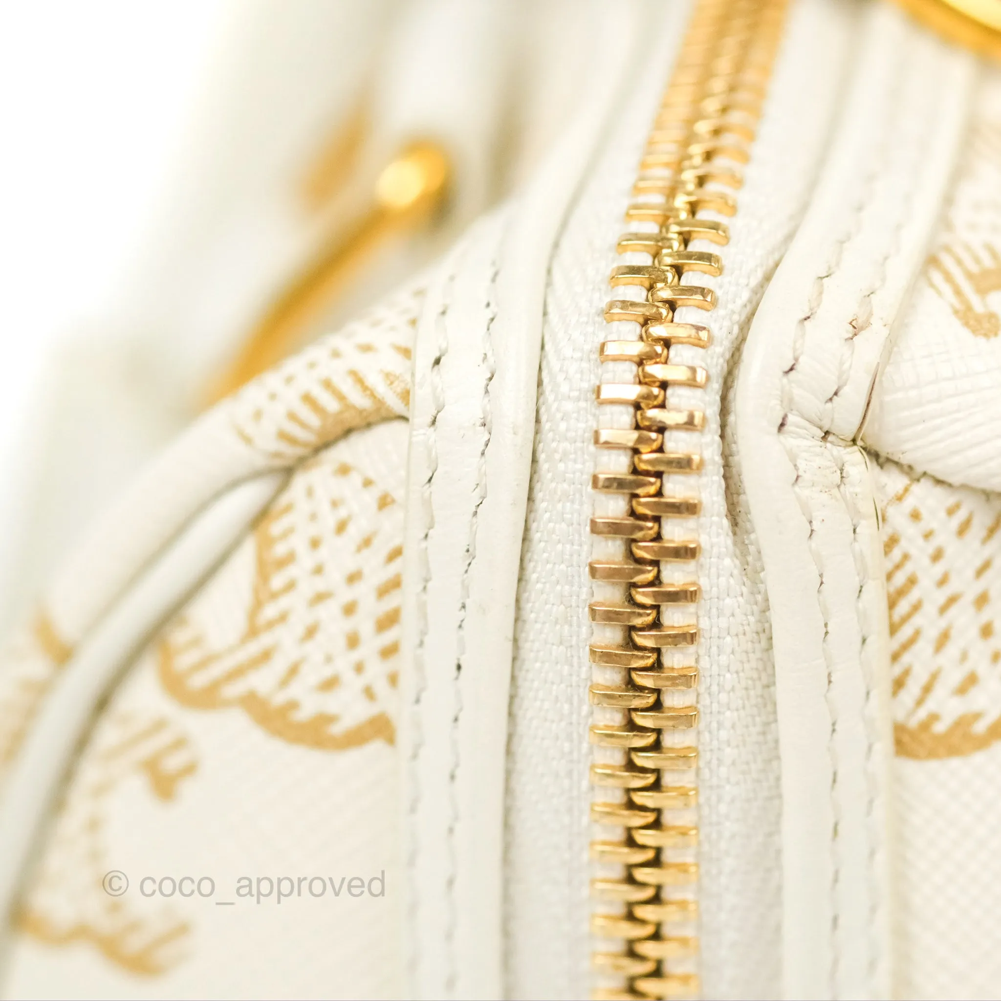 Celine Small Boston Bag White Triomphe Canvas Calfskin