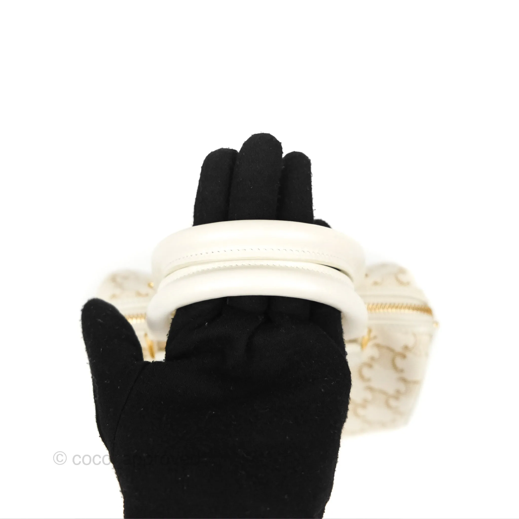 Celine Small Boston Bag White Triomphe Canvas Calfskin