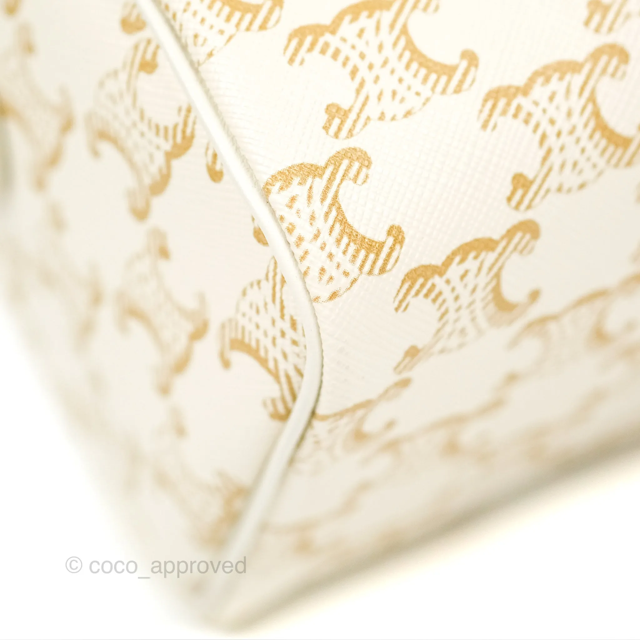 Celine Small Boston Bag White Triomphe Canvas Calfskin