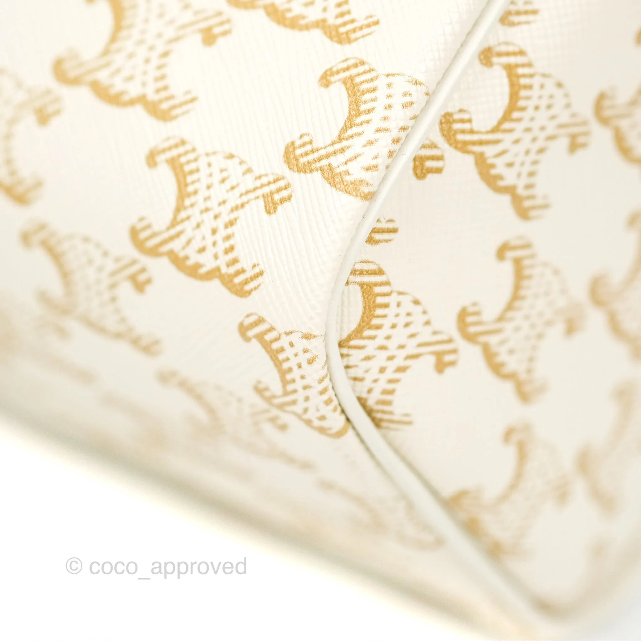 Celine Small Boston Bag White Triomphe Canvas Calfskin