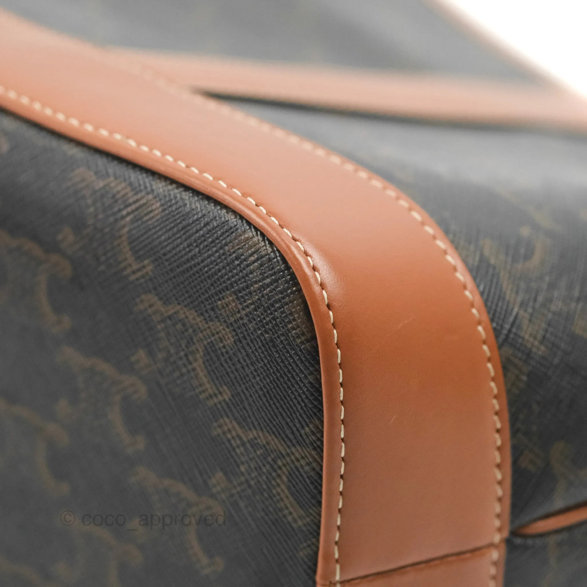 Celine Small Bucket Triomphe Canvas Tan Calfskin