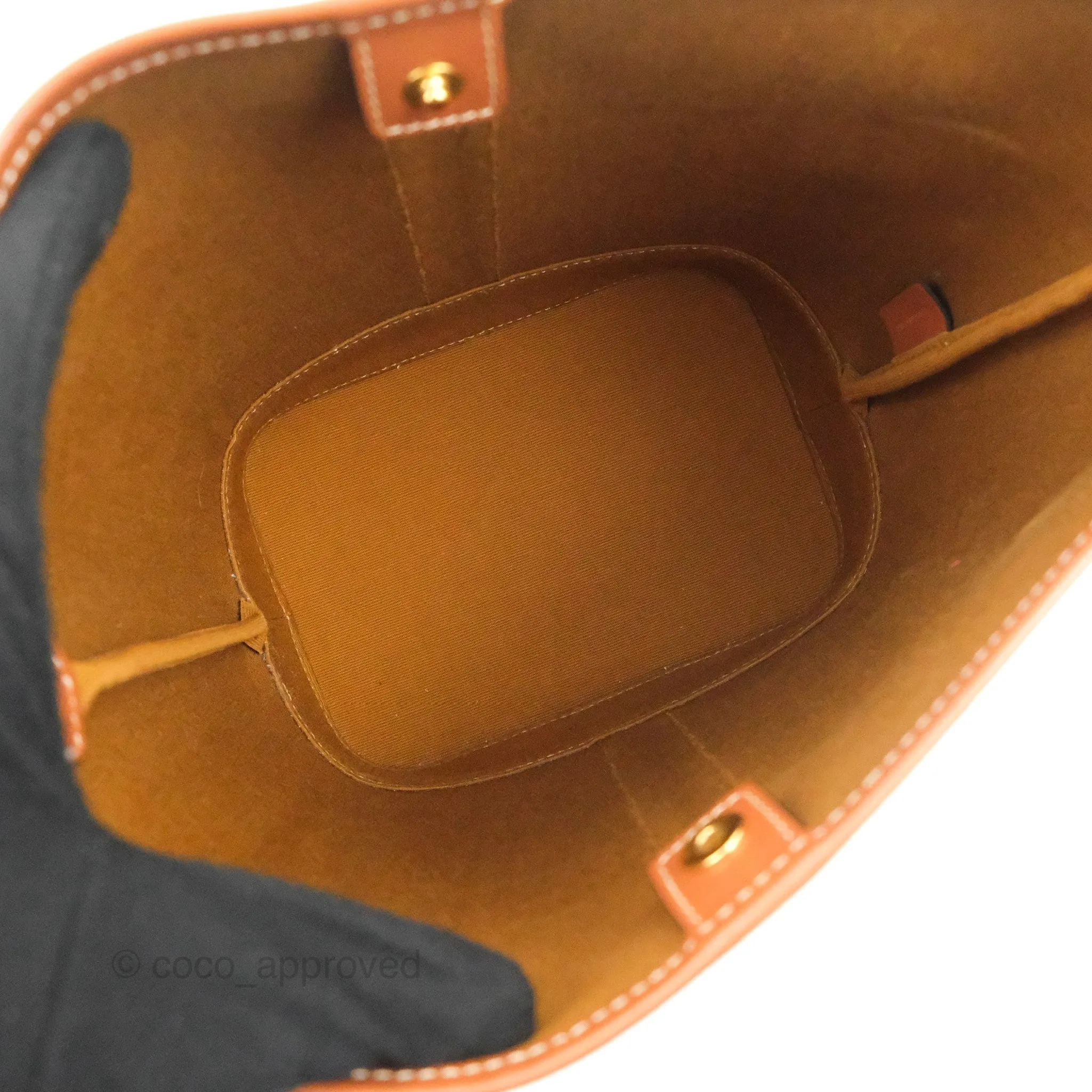 Celine Small Bucket Triomphe Canvas Tan Calfskin